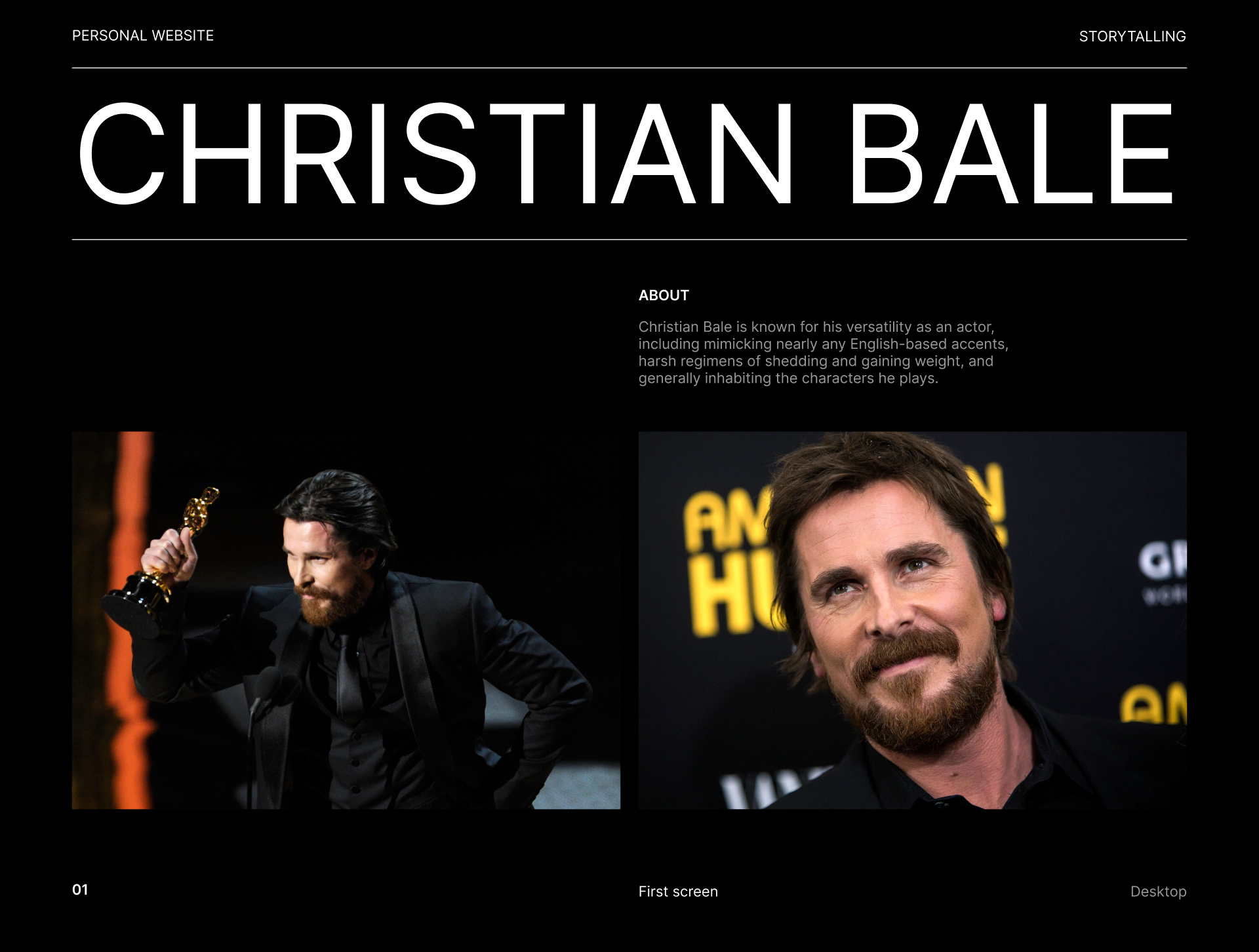 CHRISTIAN BALE | Personal website — Изображение №1 — Интерфейсы, Анимация на Dprofile