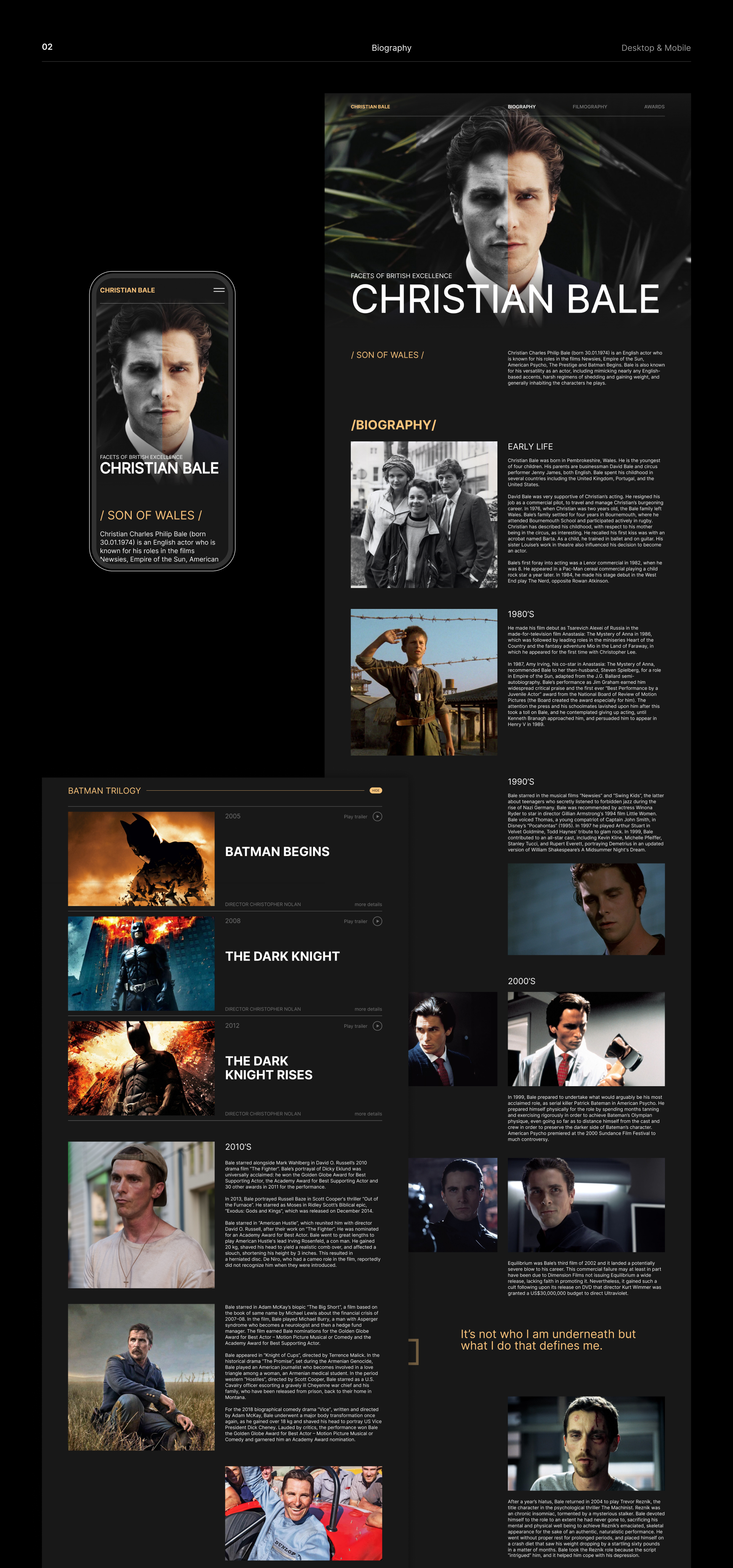CHRISTIAN BALE | Personal website — Изображение №3 — Интерфейсы, Анимация на Dprofile