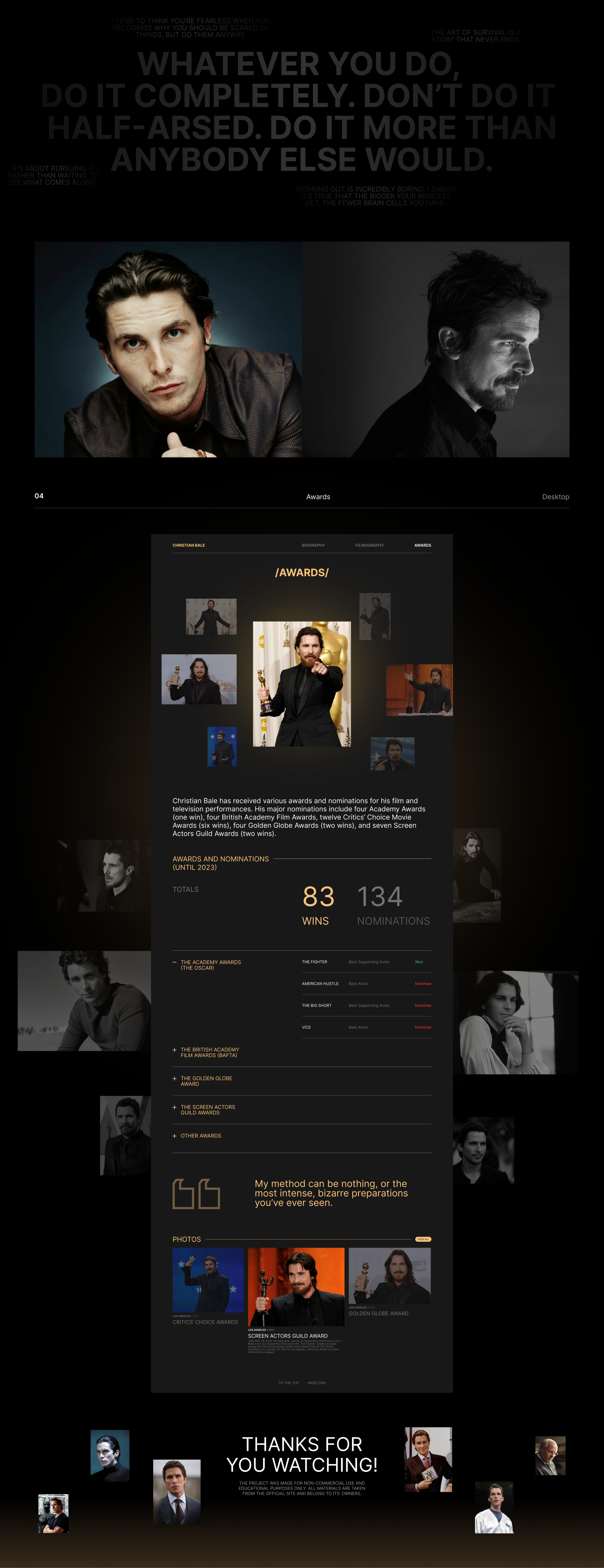 CHRISTIAN BALE | Personal website — Изображение №6 — Интерфейсы, Анимация на Dprofile