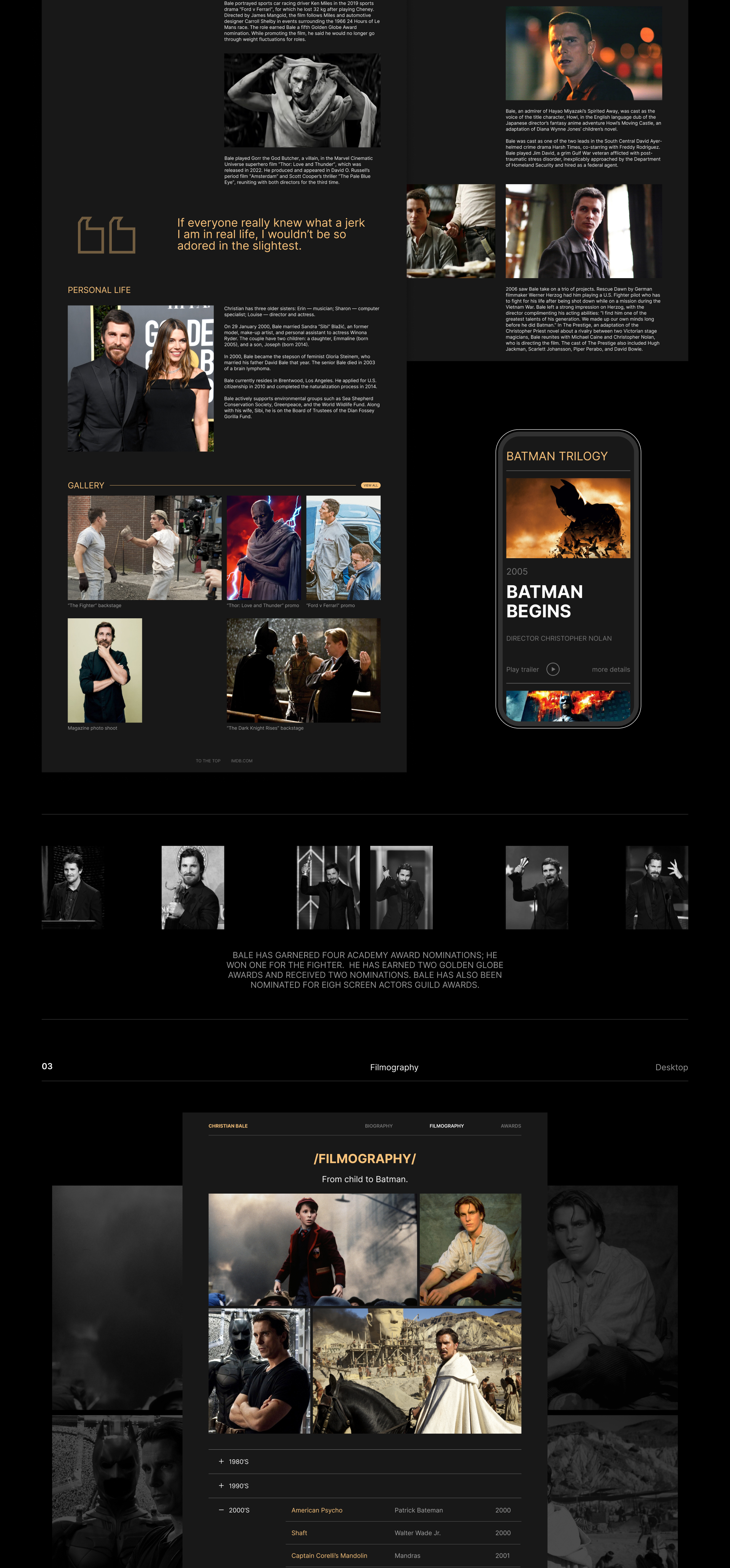 CHRISTIAN BALE | Personal website — Изображение №4 — Интерфейсы, Анимация на Dprofile