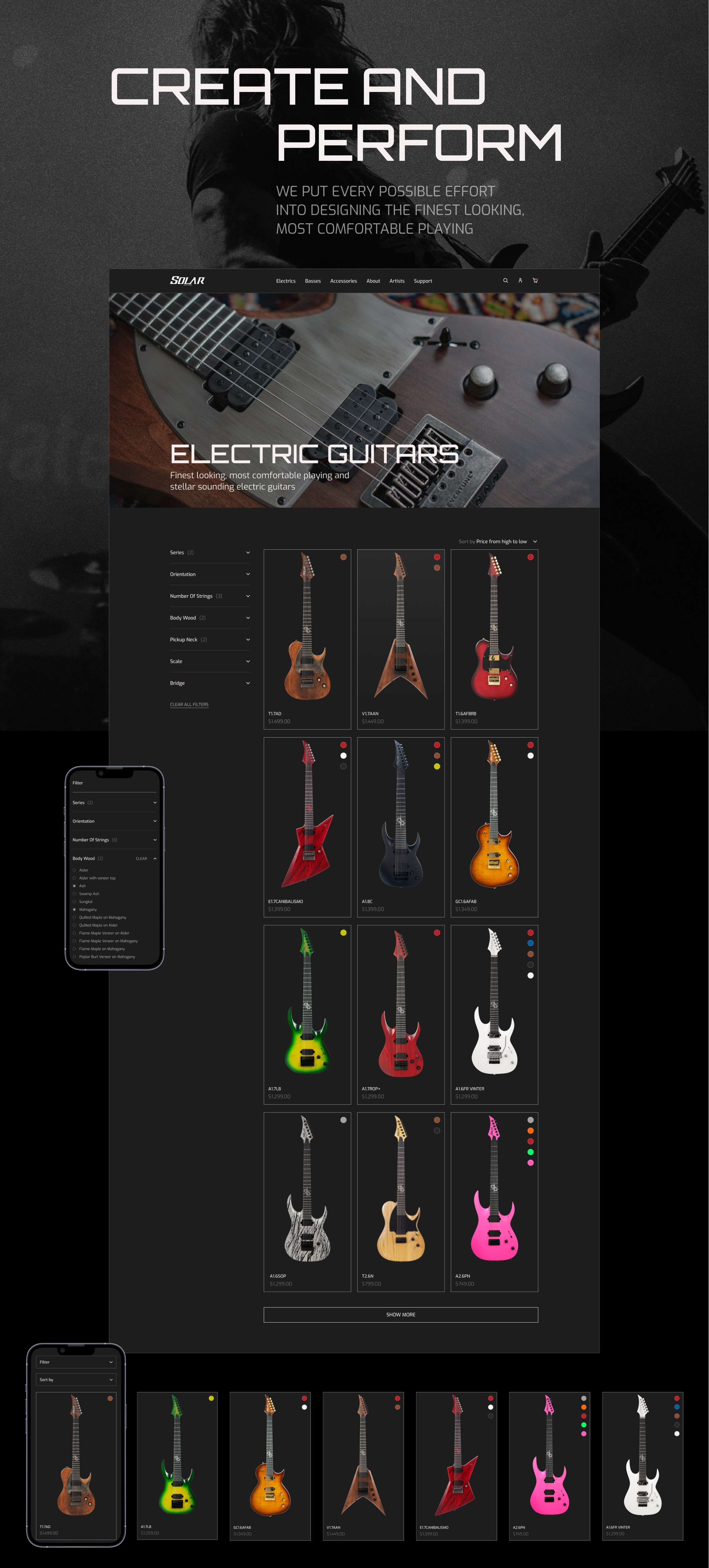 SOLAR GUITARS [website redesign] — Изображение №4 — Интерфейсы на Dprofile