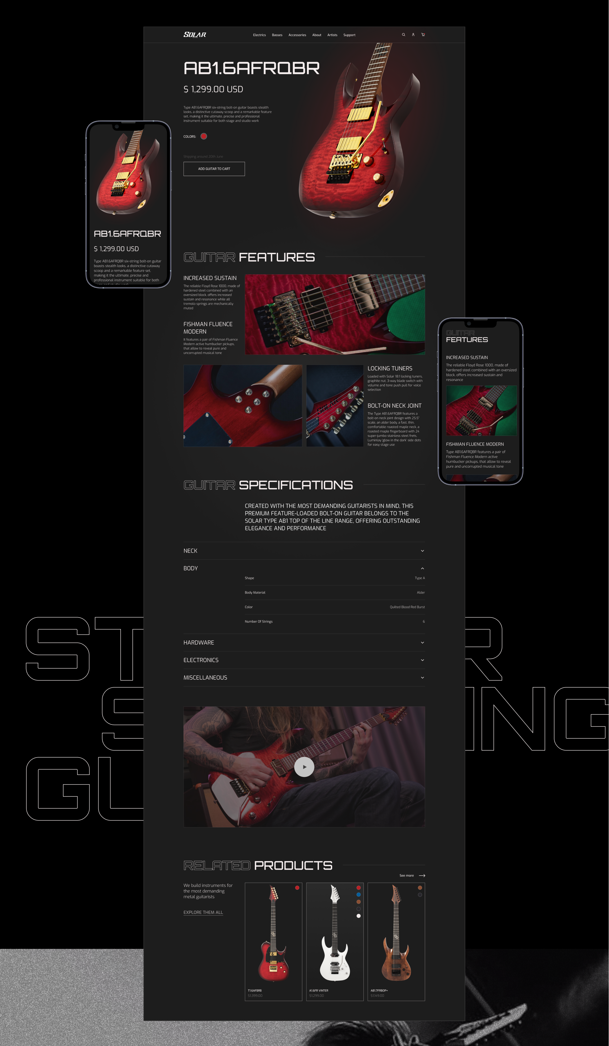SOLAR GUITARS [website redesign] — Изображение №6 — Интерфейсы на Dprofile