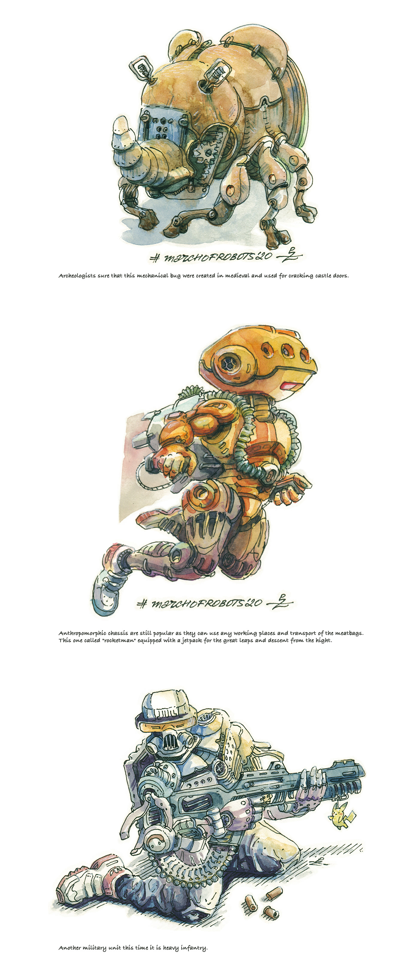 March of robots, part 2 [ink+watercolor] — Изображение №3 — Иллюстрация на Dprofile