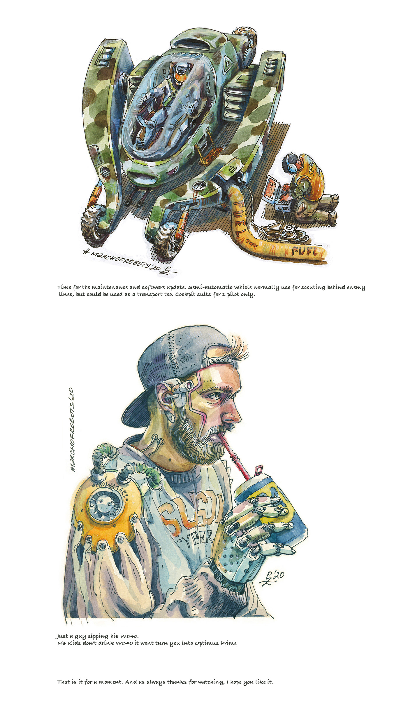 March of robots, part 2 [ink+watercolor] — Изображение №4 — Иллюстрация на Dprofile