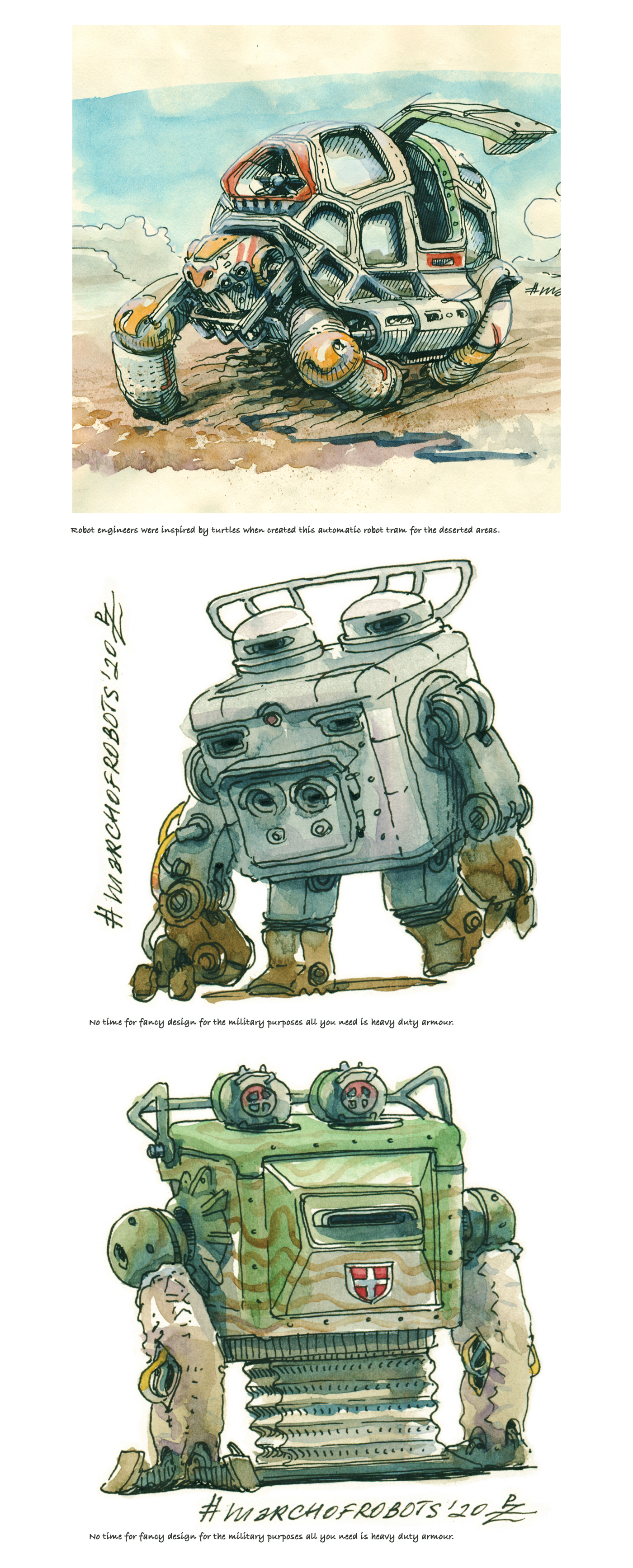 March of robots, part 2 [ink+watercolor] — Изображение №2 — Иллюстрация на Dprofile