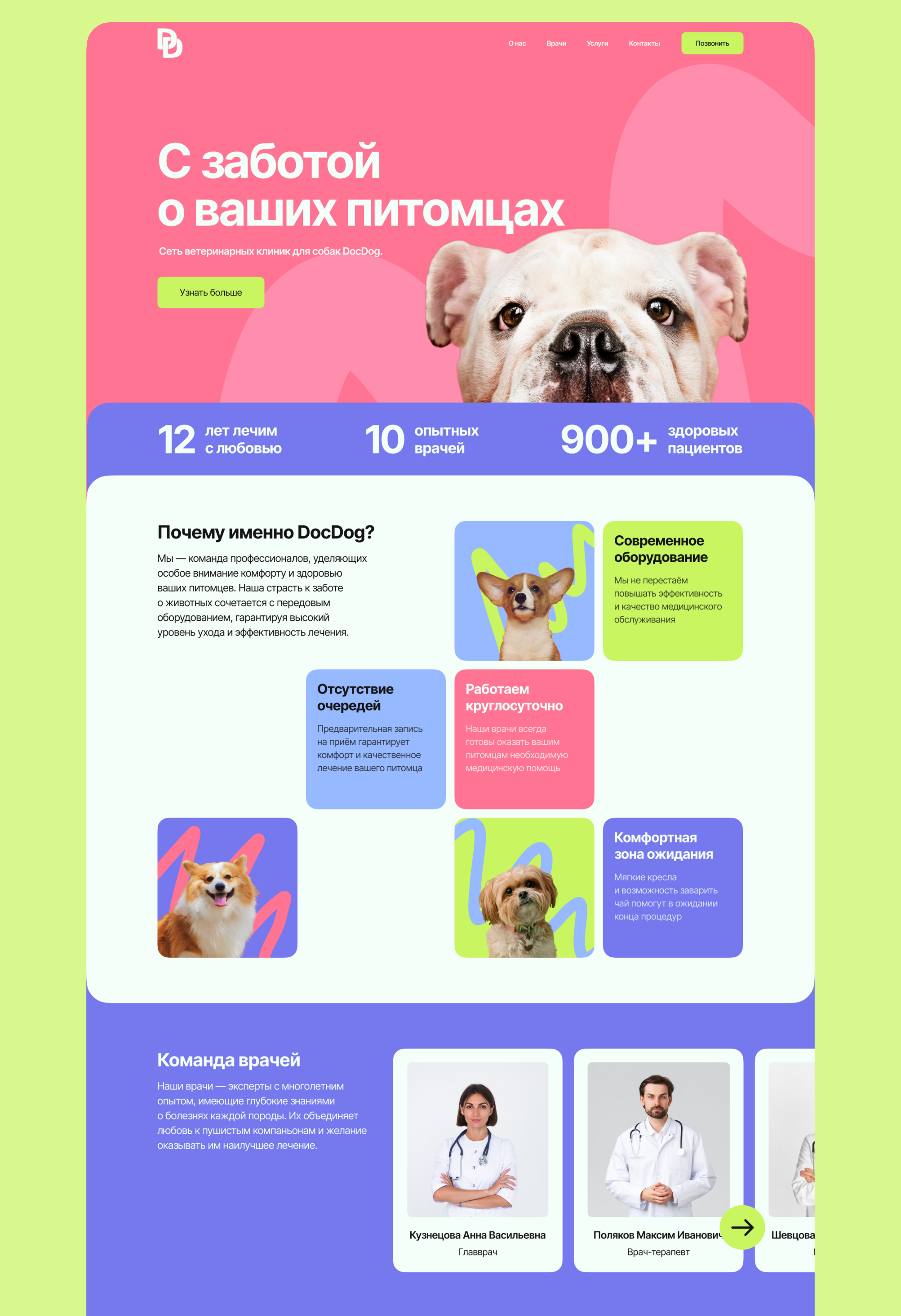 Лендинг - Ветеринарная клиника DocDog — Изображение №4 — Интерфейсы, Графика на Dprofile
