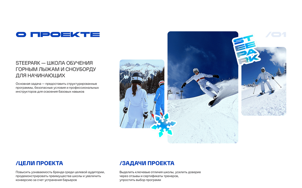 Школа горных лыж и сноуборда / STEEPARK / UX/UI Website — Изображение №2 — Интерфейсы, Анимация на Dprofile