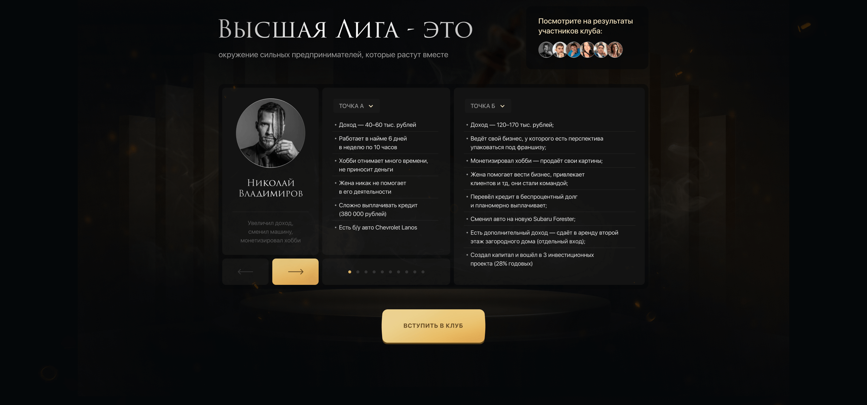 Лендинг для делового клуба «Высшая Лига» — Изображение №5 — Графика, Интерфейсы на Dprofile