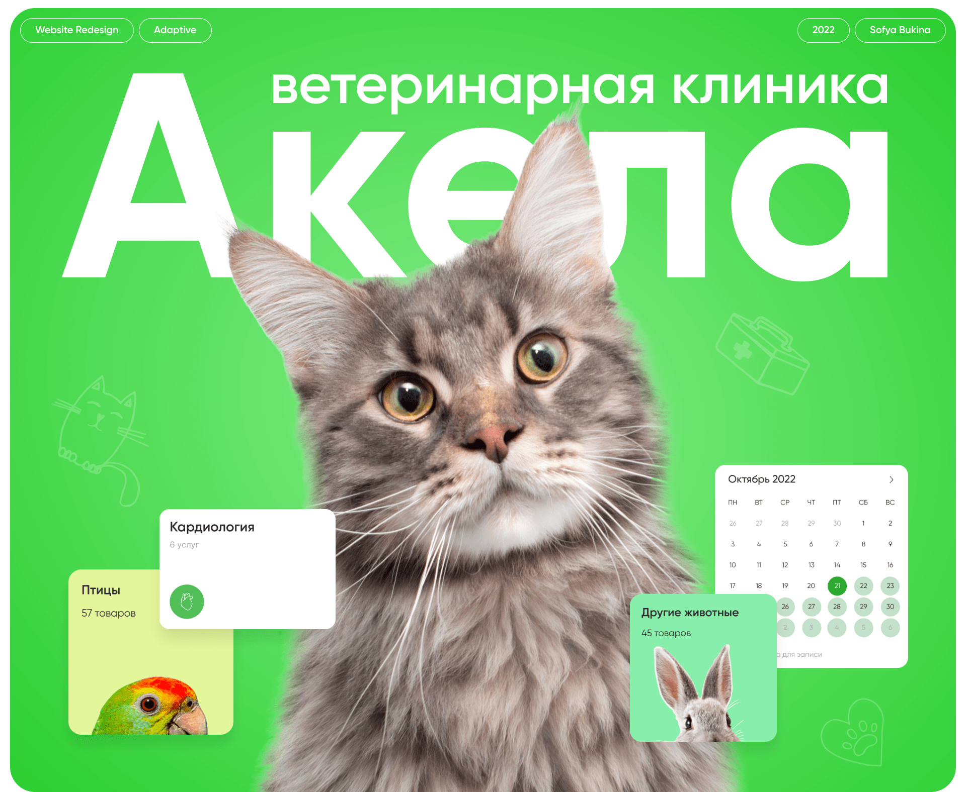 Veterinary clinic website | Сайт ветеринарной клиники — Изображение №1 — Интерфейсы на Dprofile