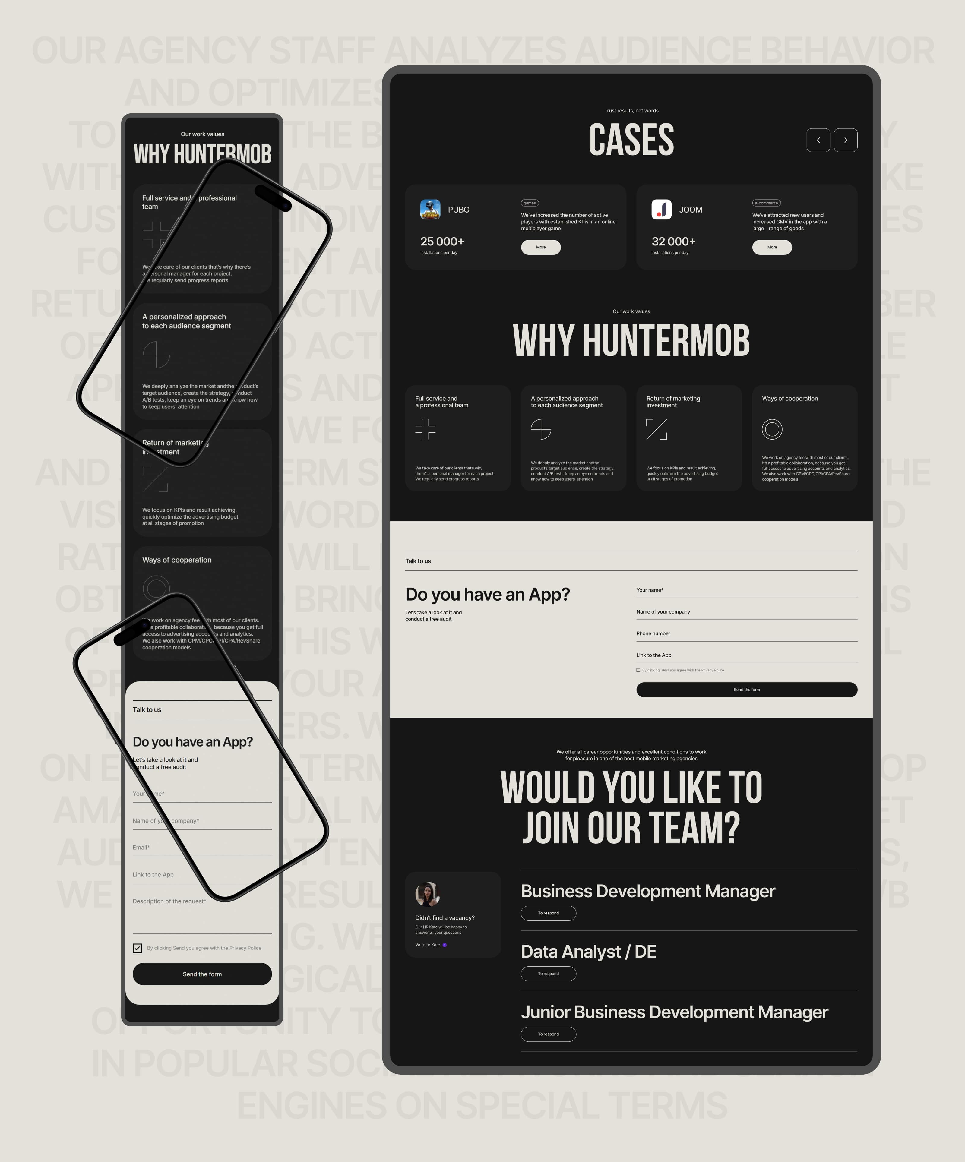 Mobile App marketing agency — имиджевый сайт — Изображение №6 — Интерфейсы, Анимация на Dprofile