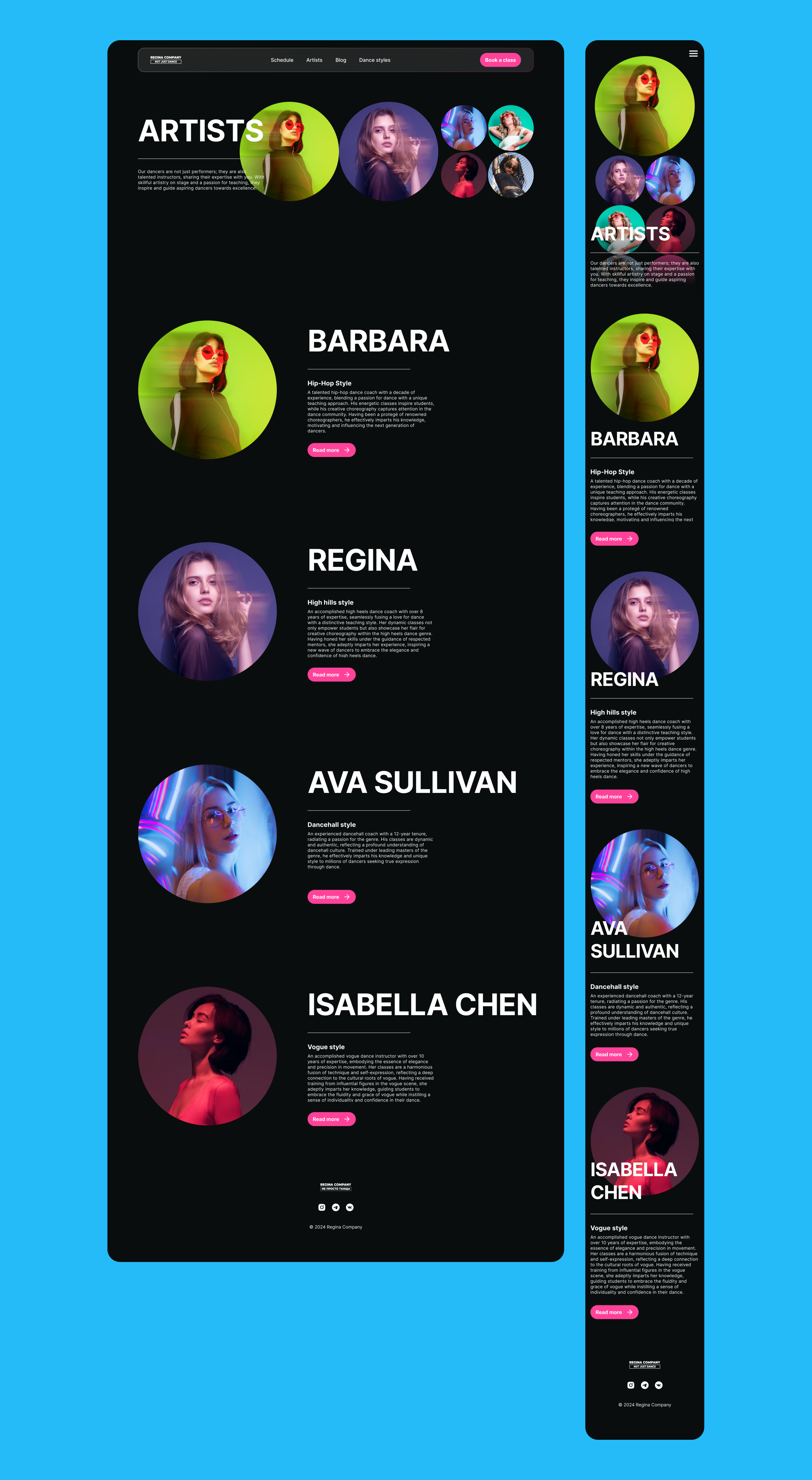 Dance Studio Website — Изображение №8 — Интерфейсы, Анимация на Dprofile