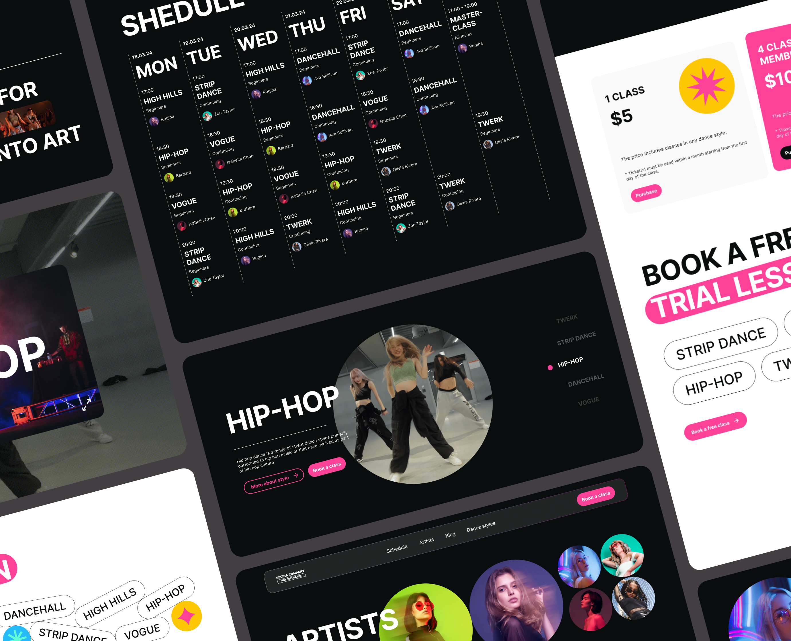 Dance Studio Website — Интерфейсы, Анимация на Dprofile