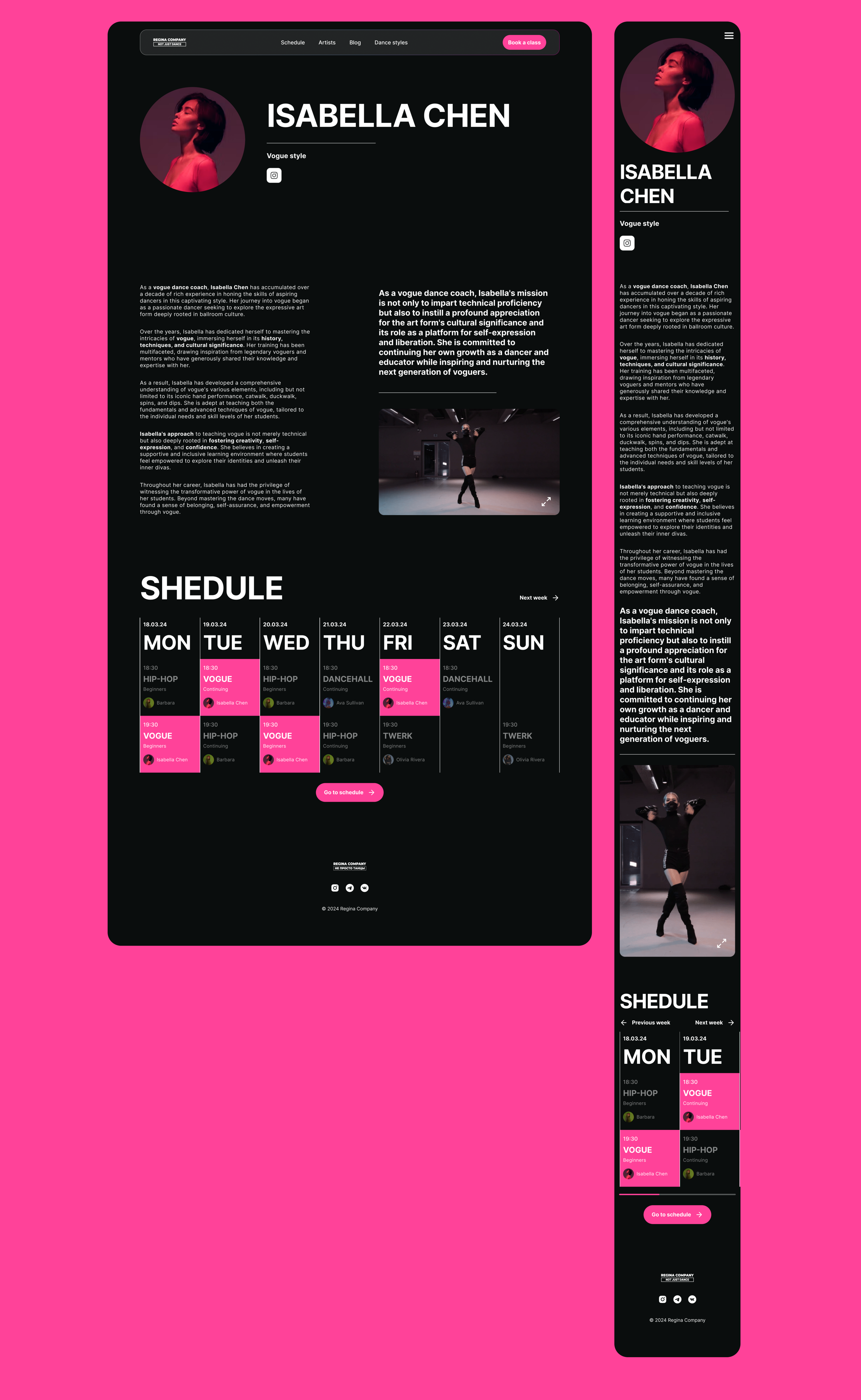 Dance Studio Website — Изображение №10 — Интерфейсы, Анимация на Dprofile