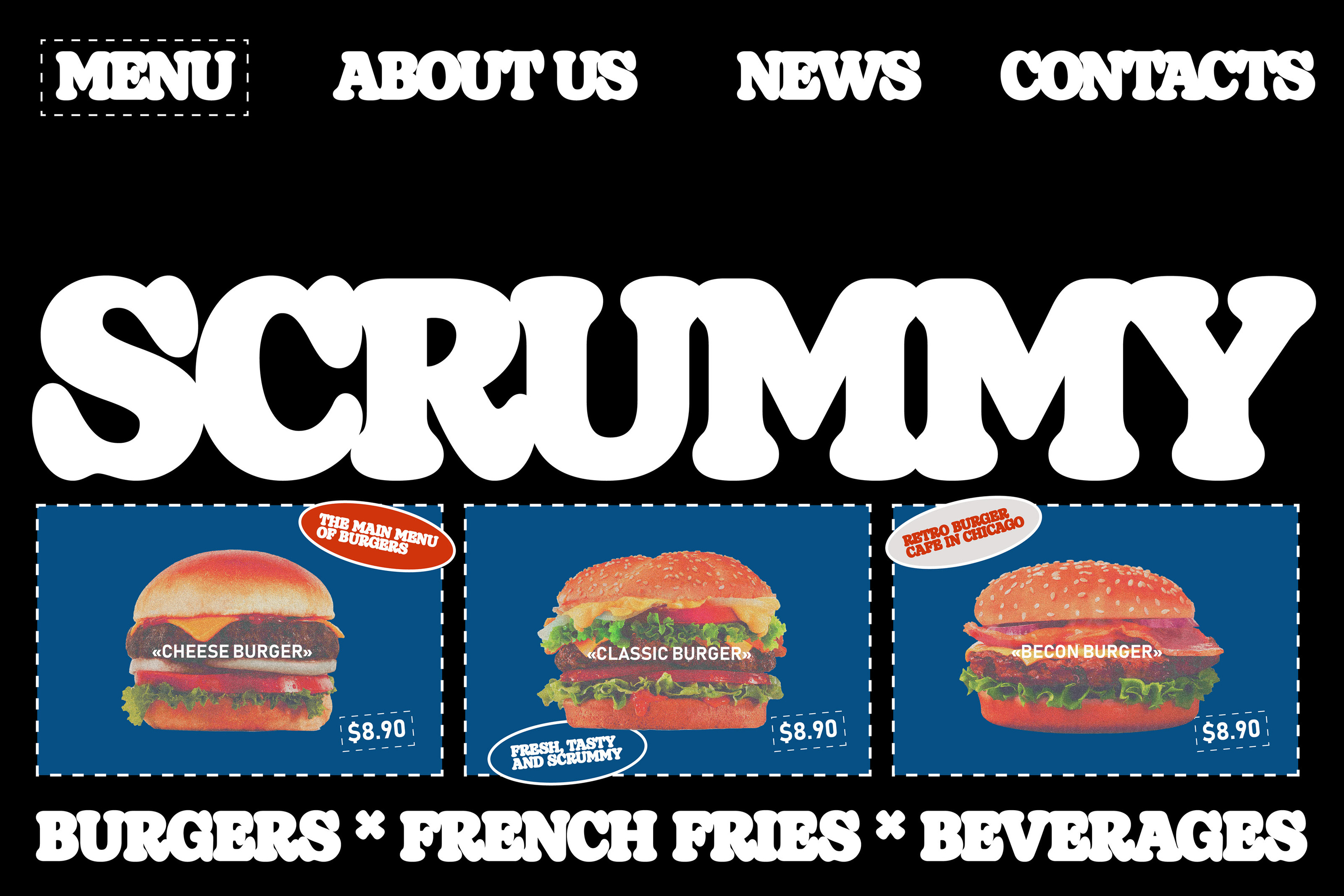 RETRO BURGER CAFE BRAND IDENTITY — Изображение №18 — Брендинг на Dprofile
