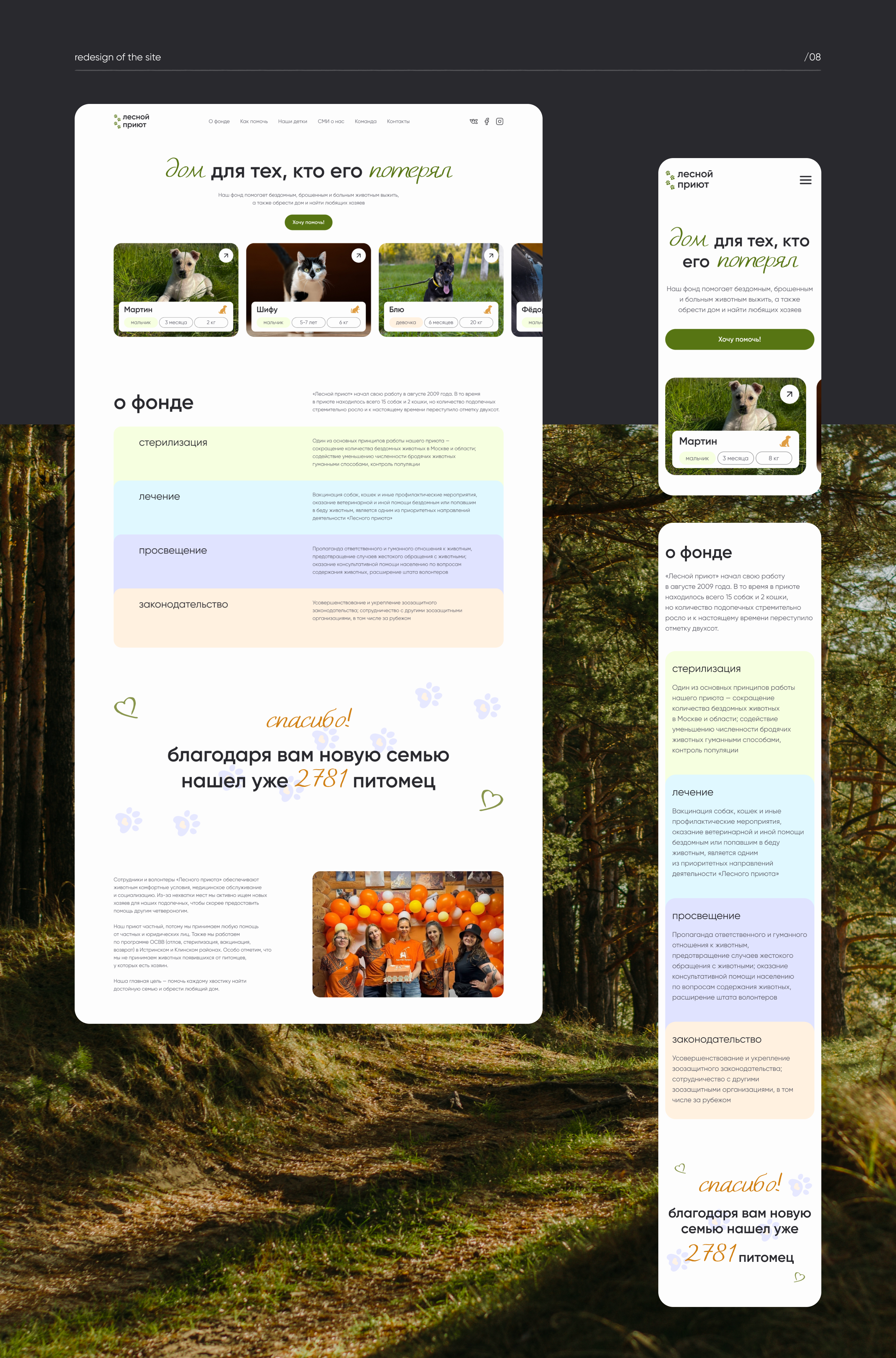 redesign website for animal shelter — Изображение №10 — Интерфейсы, Брендинг на Dprofile