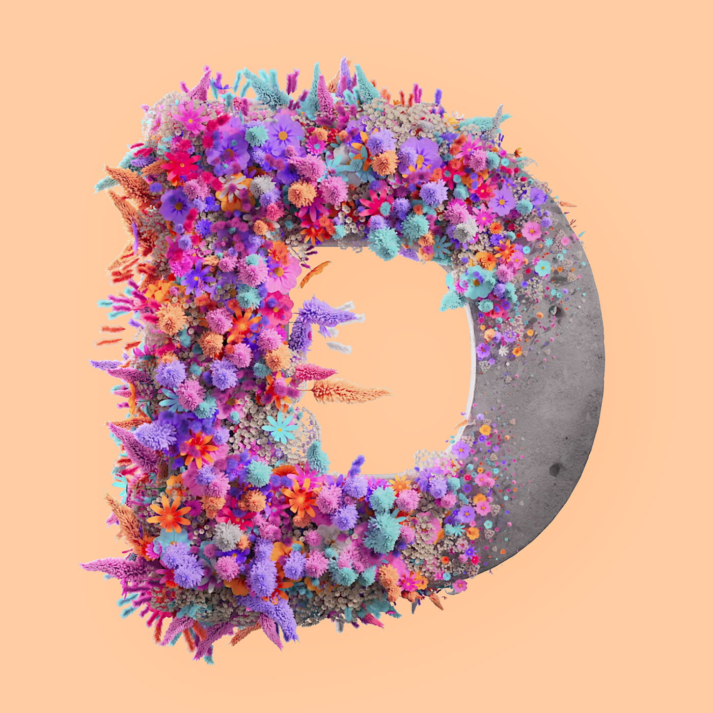 Flower 3D Typography Animation — Изображение №3 — 3D, Анимация на Dprofile