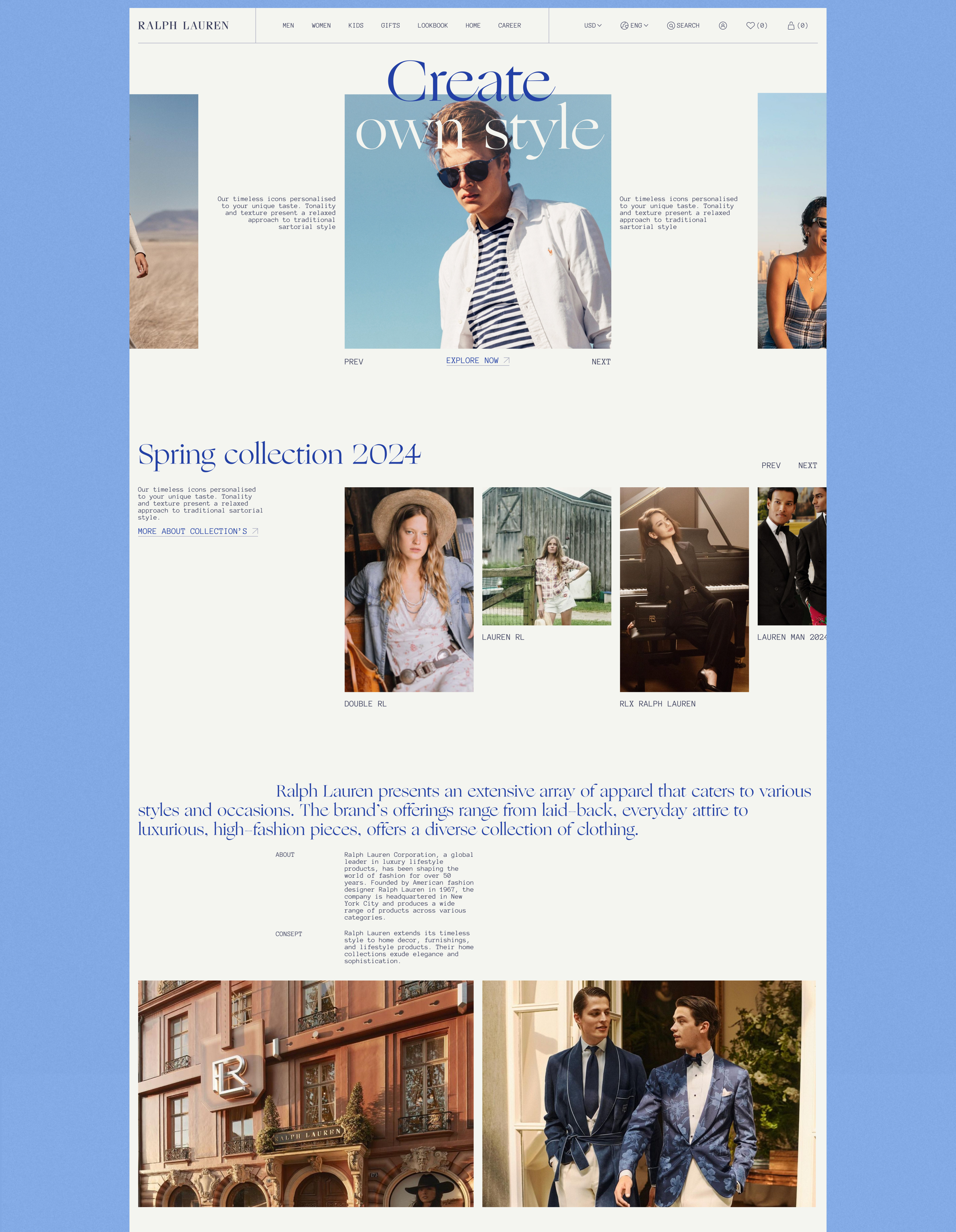 Ralph Lauren | E-commerce | UX UI — Изображение №3 — Интерфейсы, Анимация на Dprofile