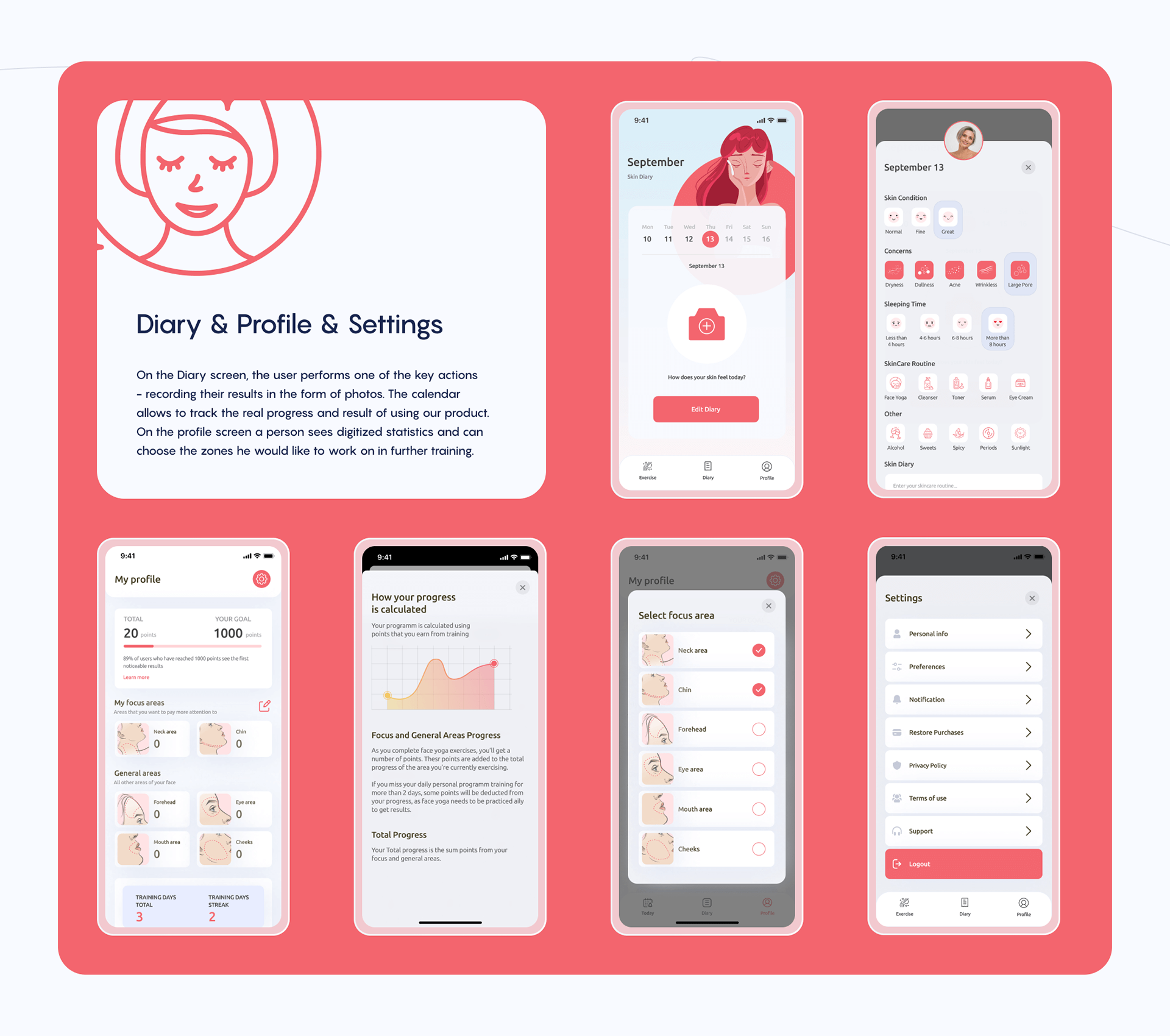 charma® / face yoga app — Изображение №10 — Интерфейсы, Брендинг на Dprofile