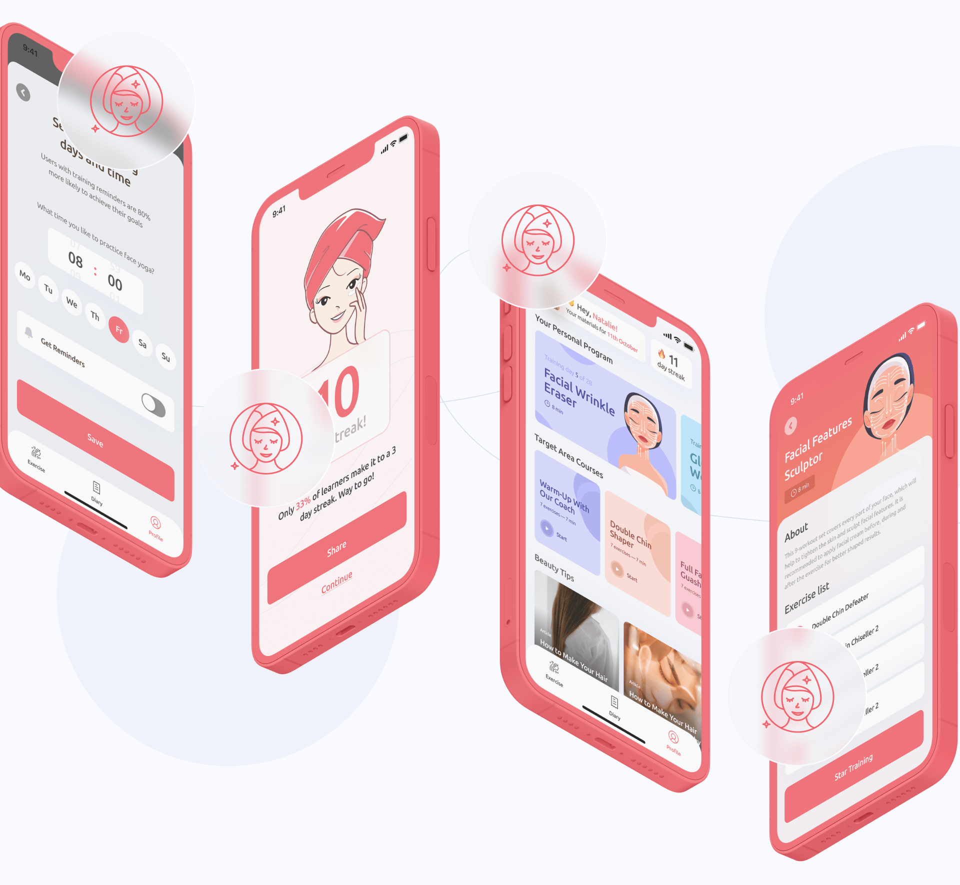 charma® / face yoga app — Изображение №6 — Интерфейсы, Брендинг на Dprofile