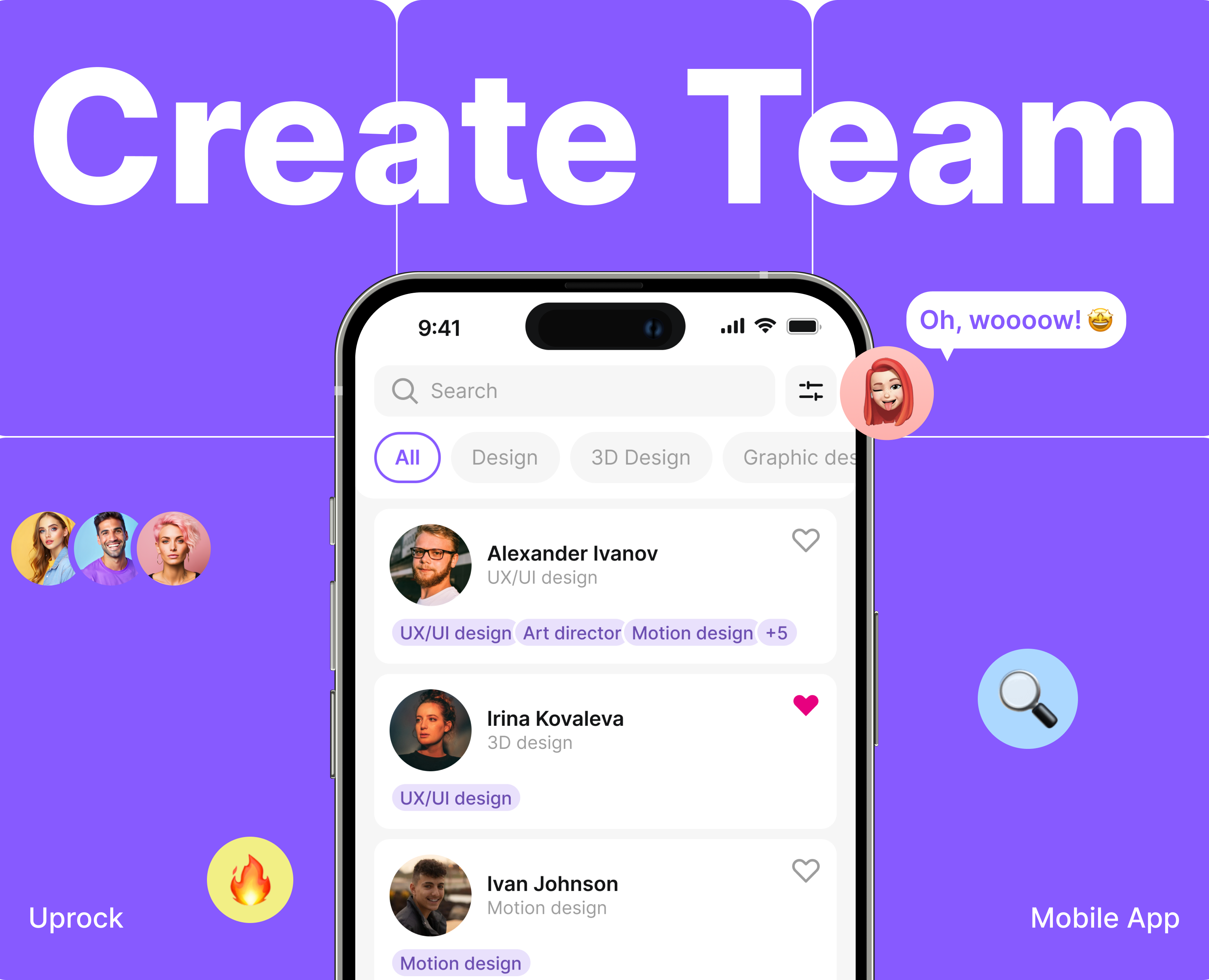 Create Team | mobile app — Интерфейсы на Dprofile
