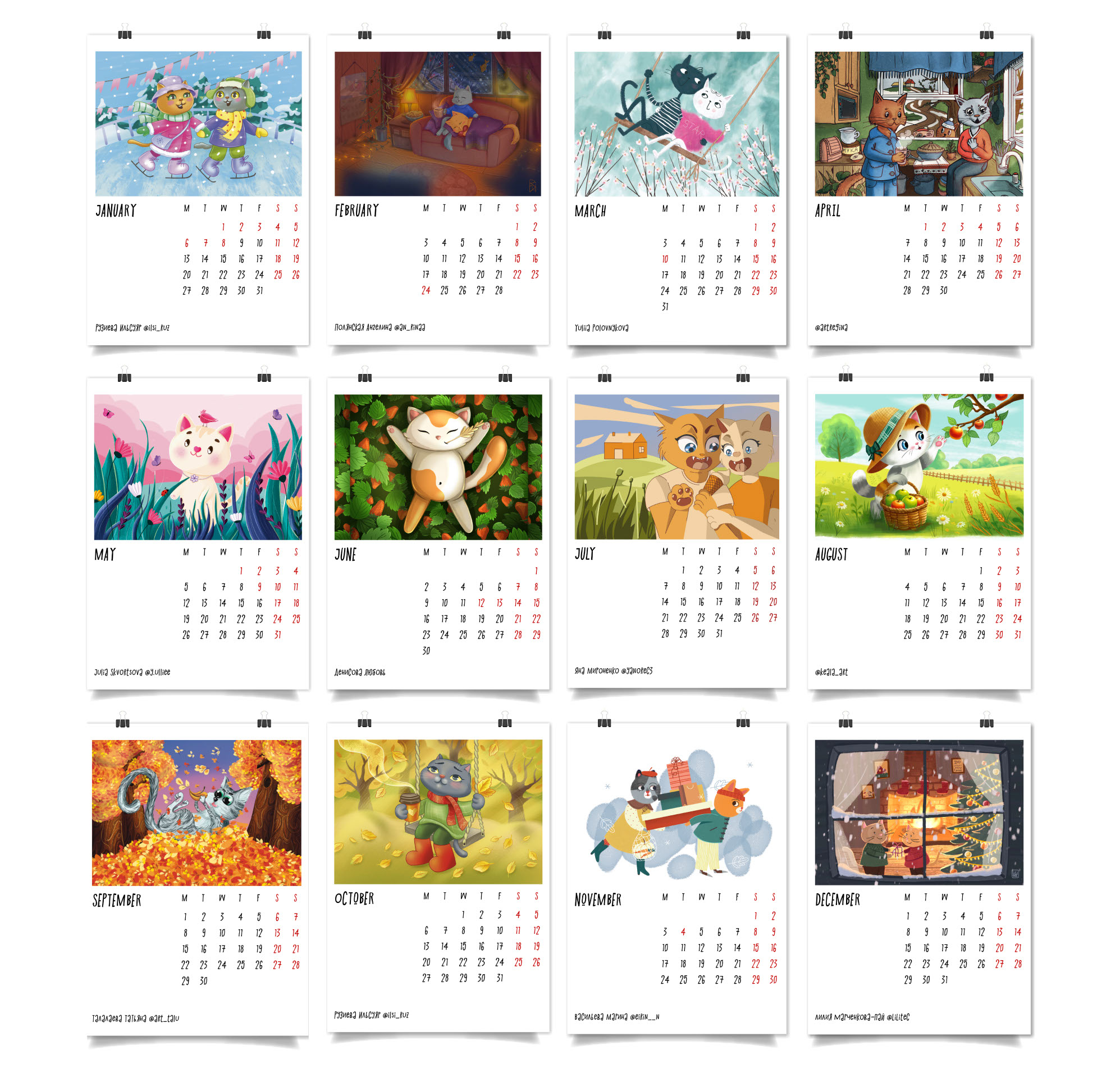 CAT CALENDAR 2025 | ILLUSTRATIONS — Изображение №24 — Иллюстрация, Анимация на Dprofile