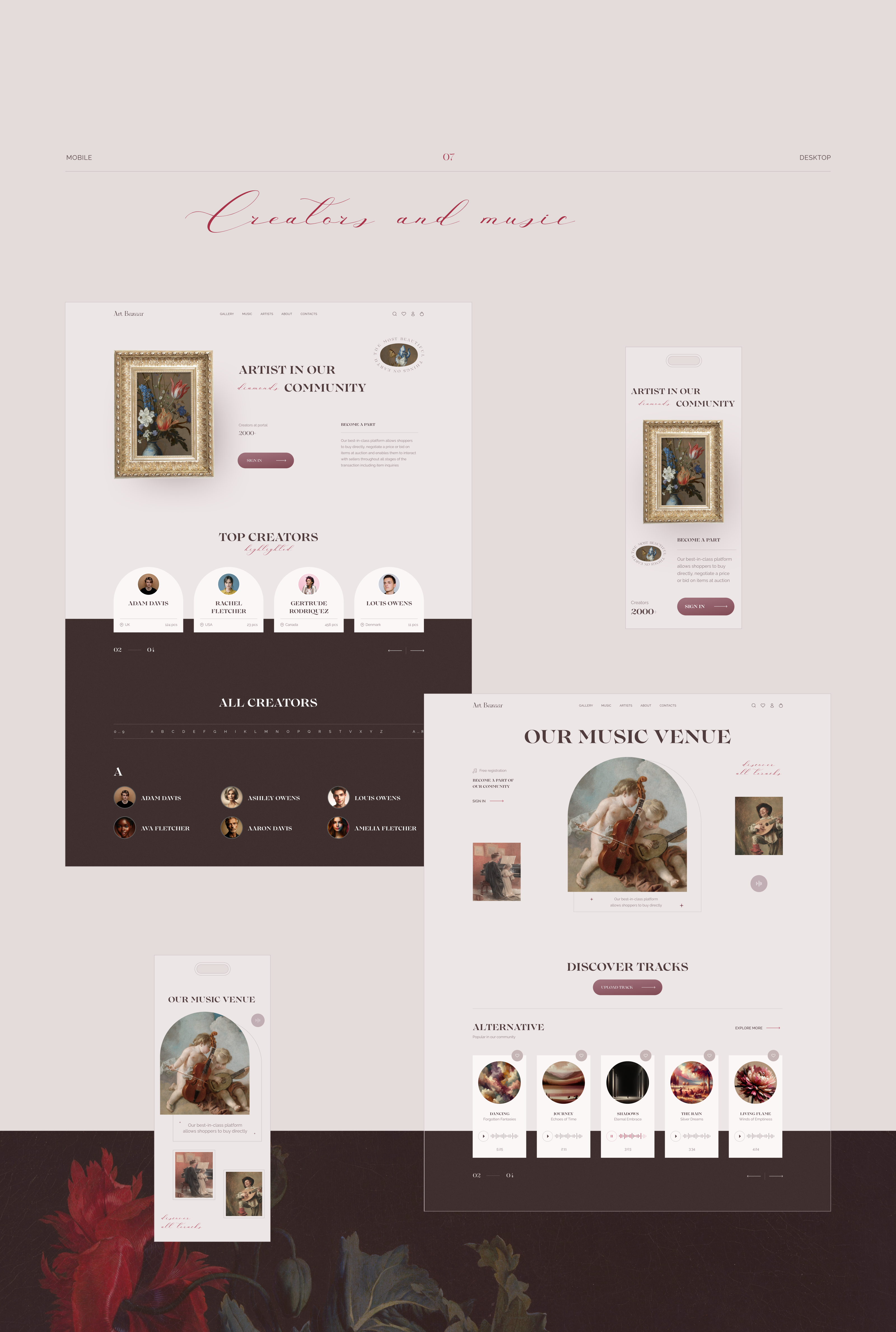 Art Bazaar / Creators and music — Изображение №8 — Интерфейсы на Dprofile