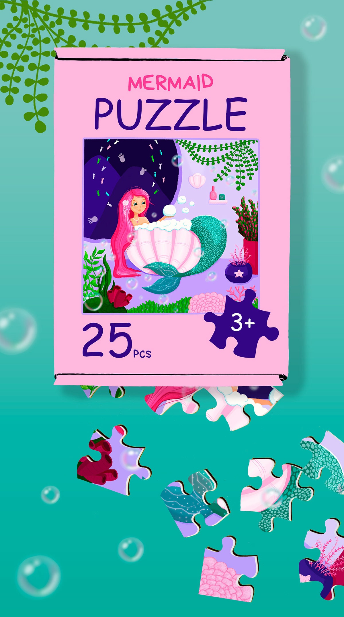 Пазлы для детей / Русалочка — Изображение №5 — Брендинг, Иллюстрация на Dprofile