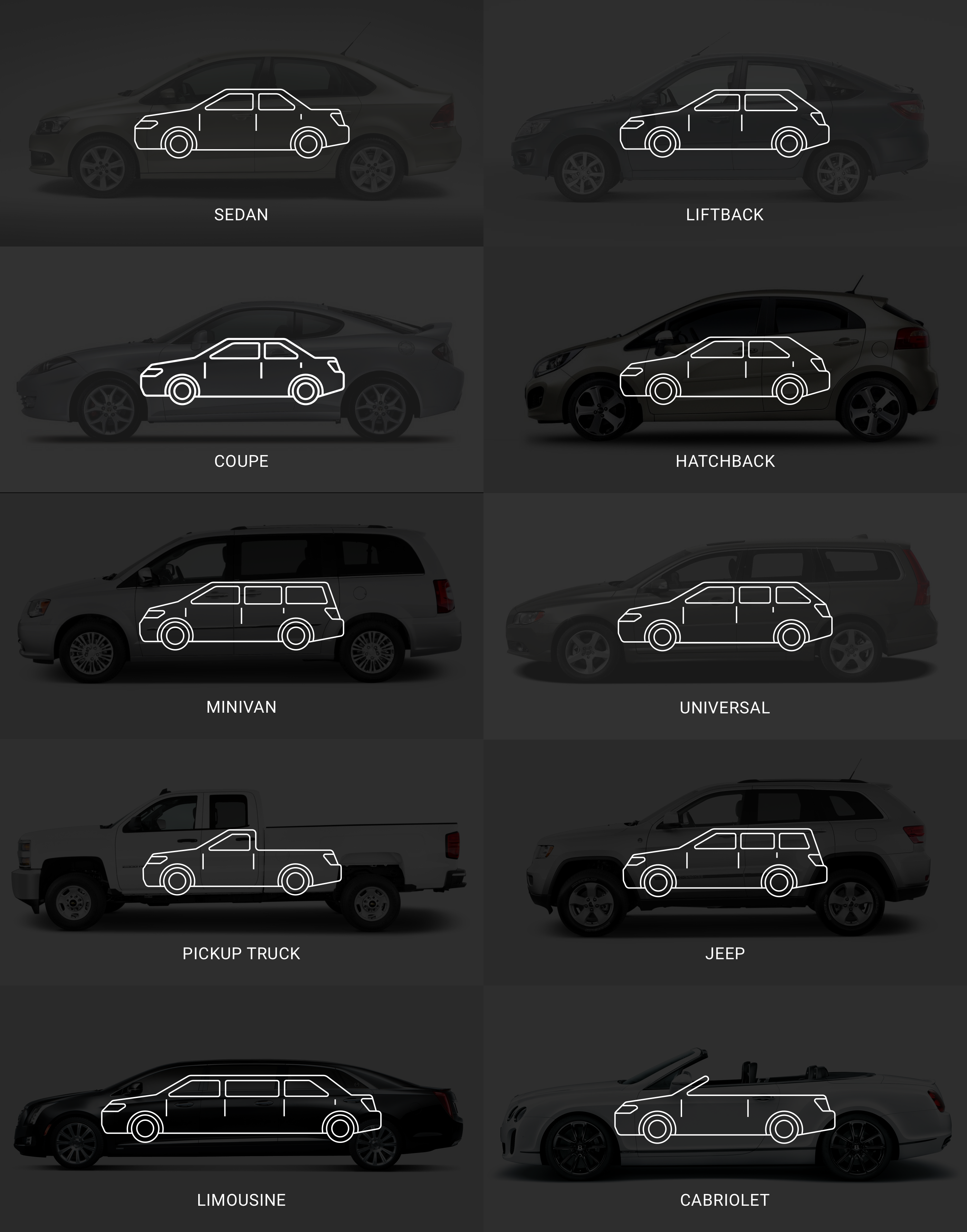Icon of different types of car bodes — Изображение №5 — Интерфейсы, Иллюстрация на Dprofile