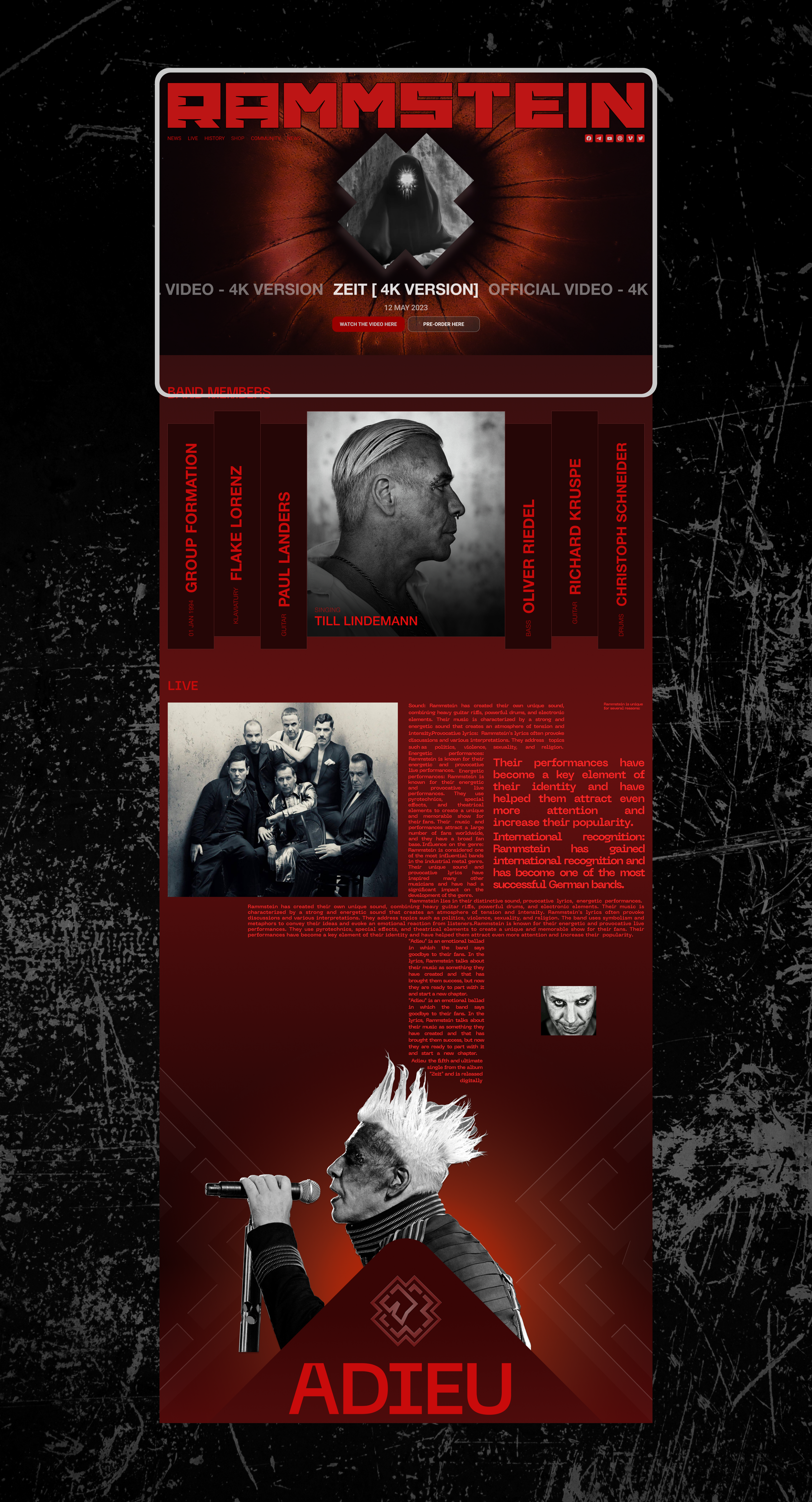 RAMMSTEIN corporate website — Изображение №7 — Интерфейсы, Брендинг на Dprofile