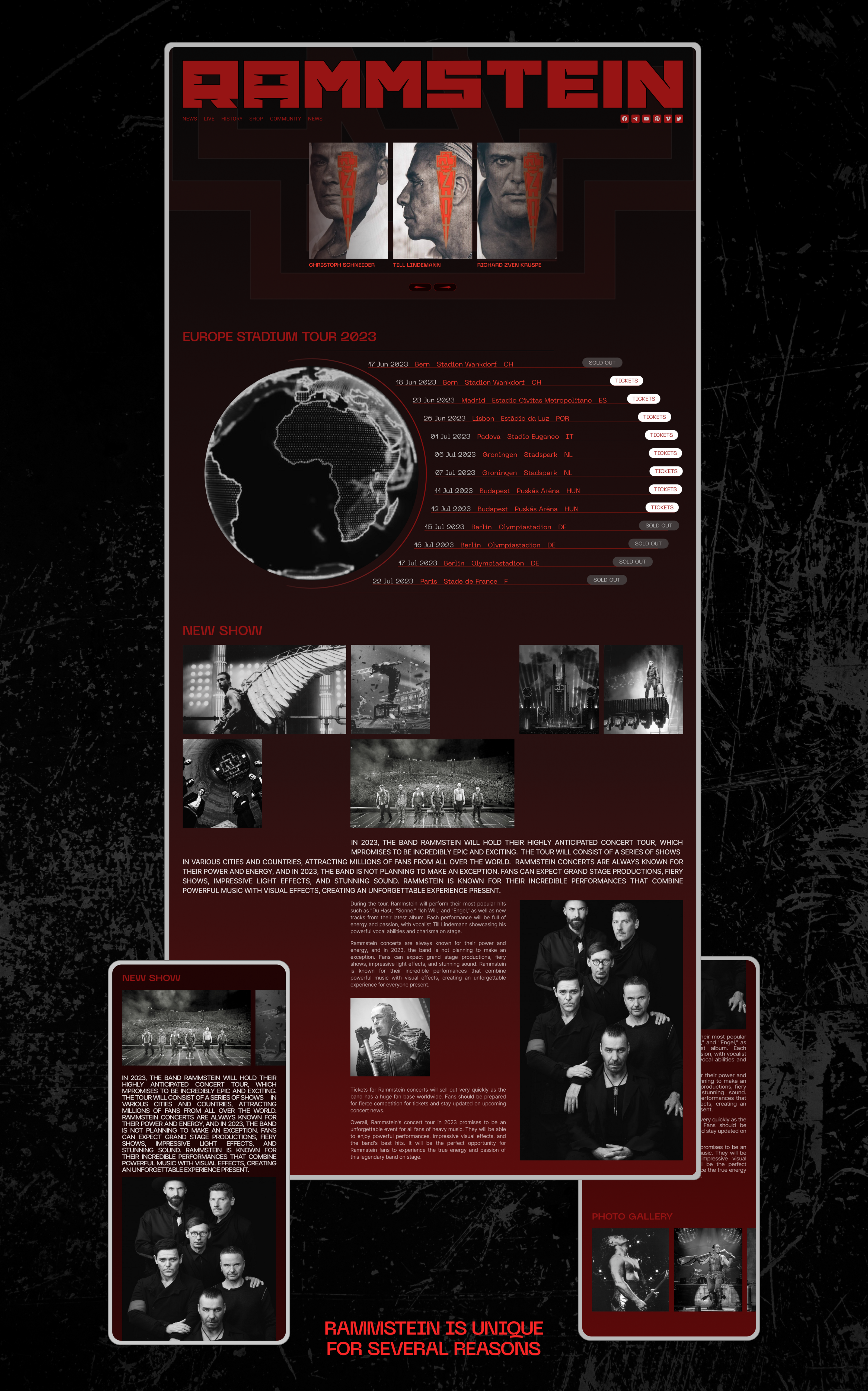 RAMMSTEIN corporate website — Изображение №2 — Интерфейсы, Брендинг на Dprofile