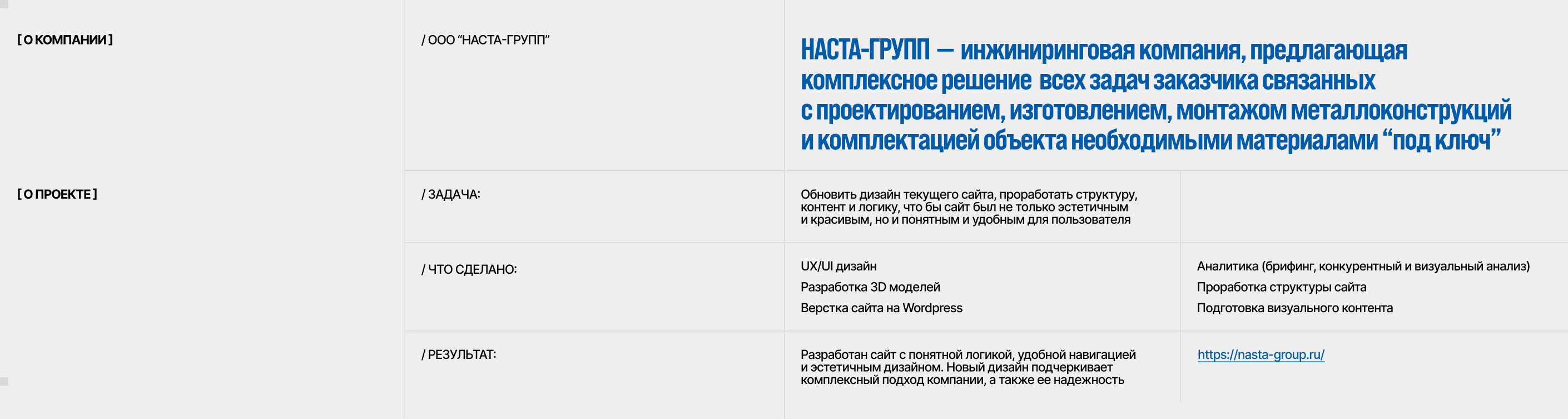 НАСТА-ГРУПП | корпоративный сайт — Изображение №2 — Интерфейсы, 3D на Dprofile