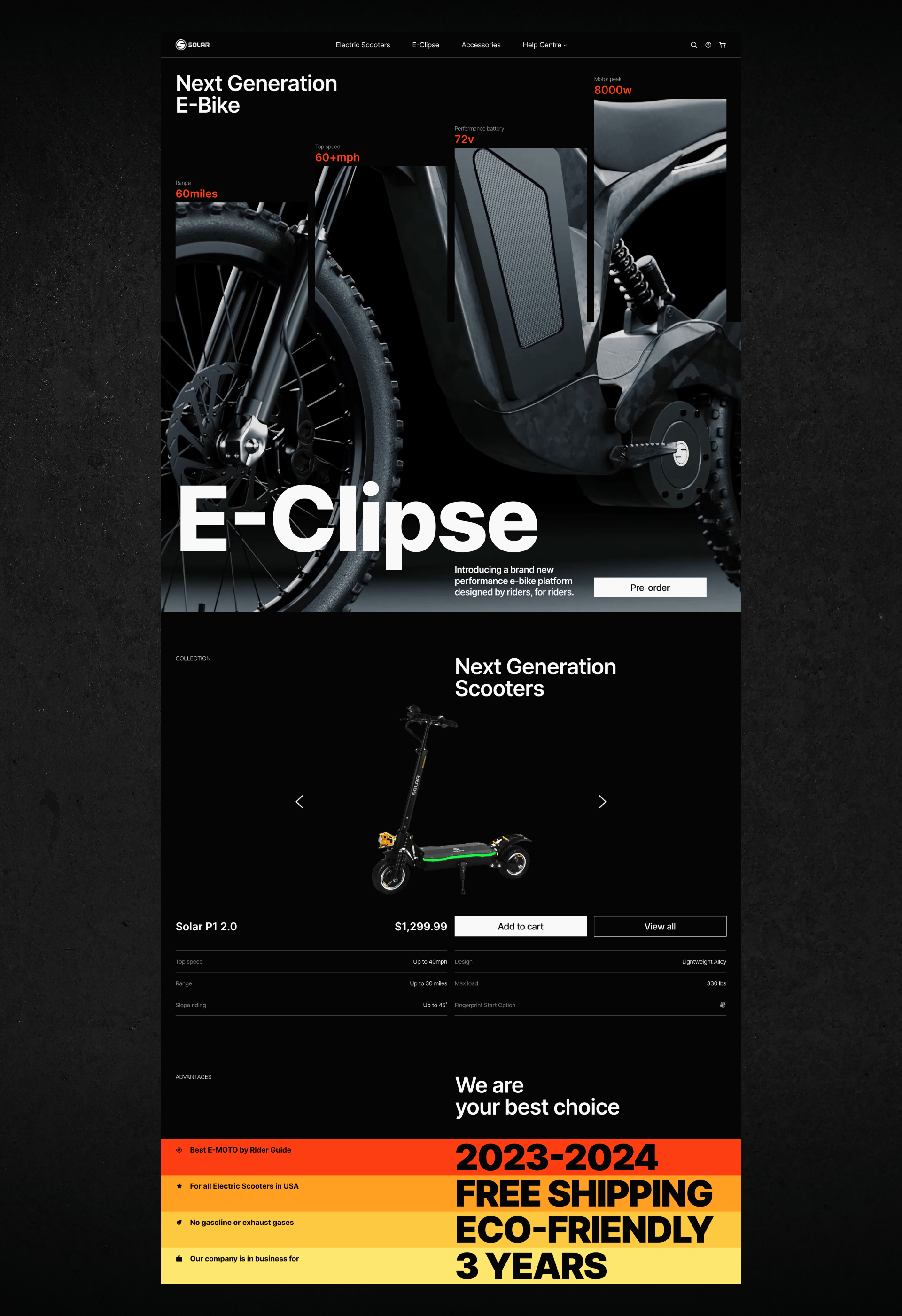 Solar Scooters | Landing page — Изображение №3 — Интерфейсы, Графика на Dprofile