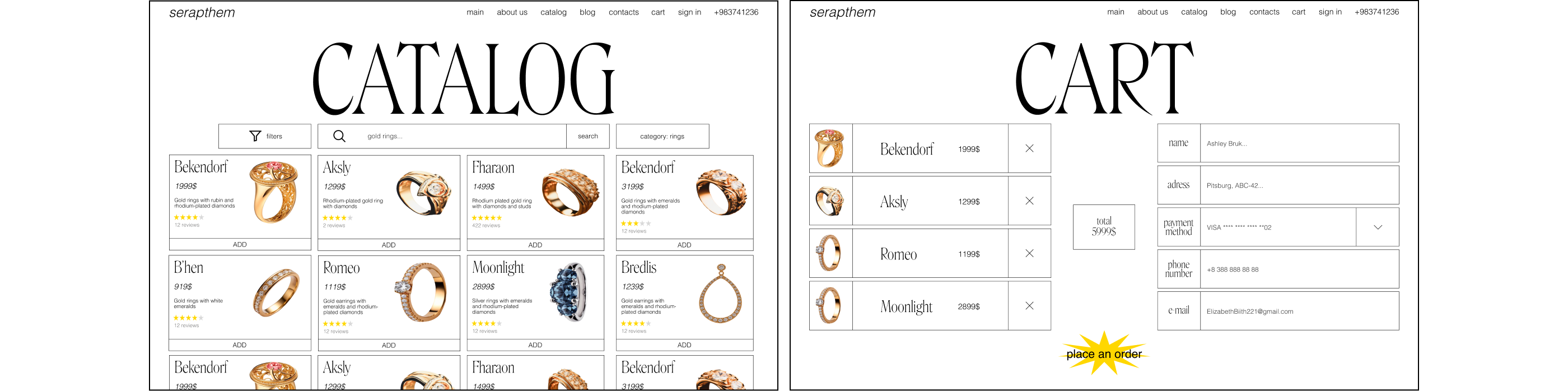 Serapthem Jewerly shop | UI/UX, branding, 3D, graphic — Изображение №9 — Брендинг, 3D на Dprofile