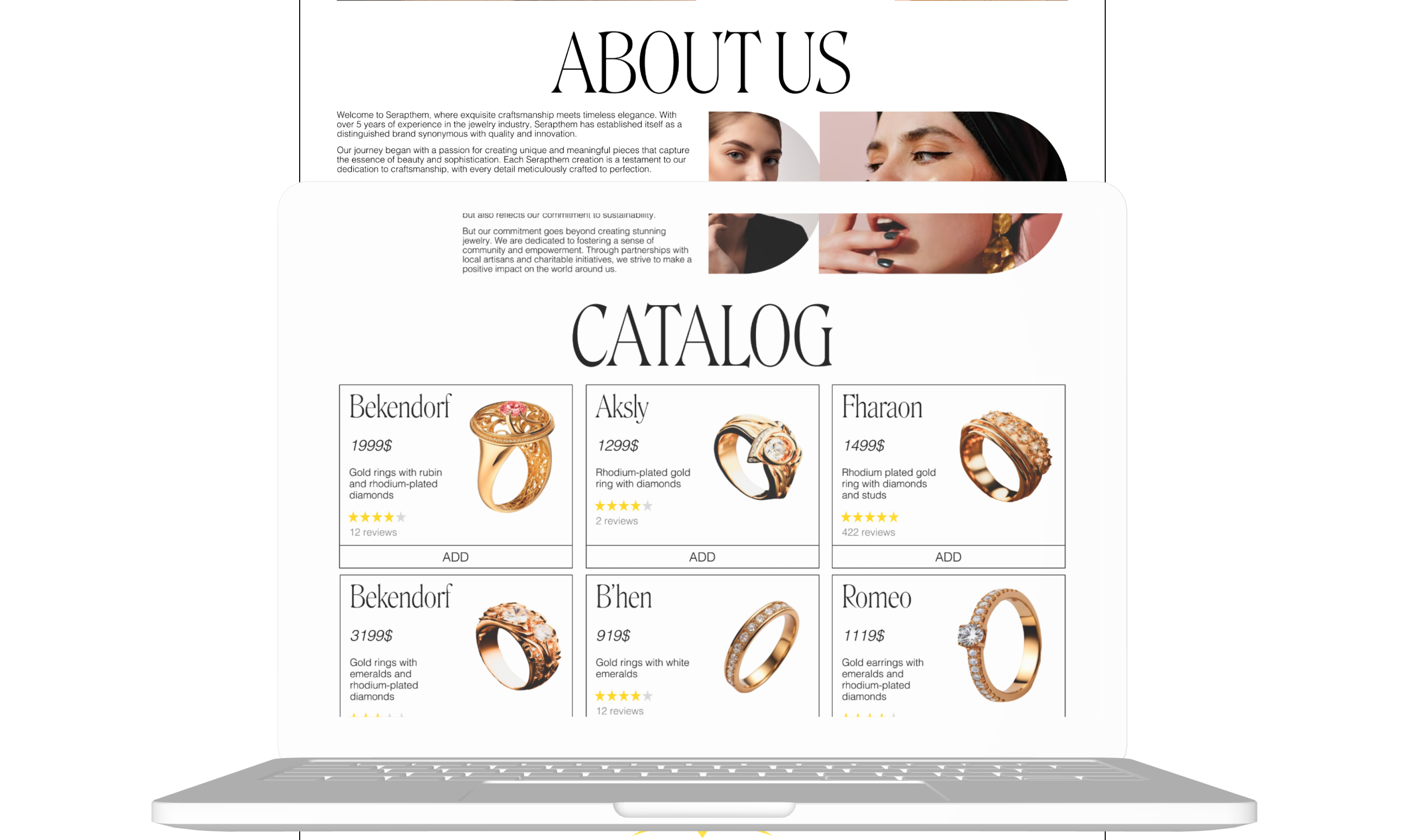 Serapthem Jewerly shop | UI/UX, branding, 3D, graphic — Изображение №13 — Брендинг, 3D на Dprofile
