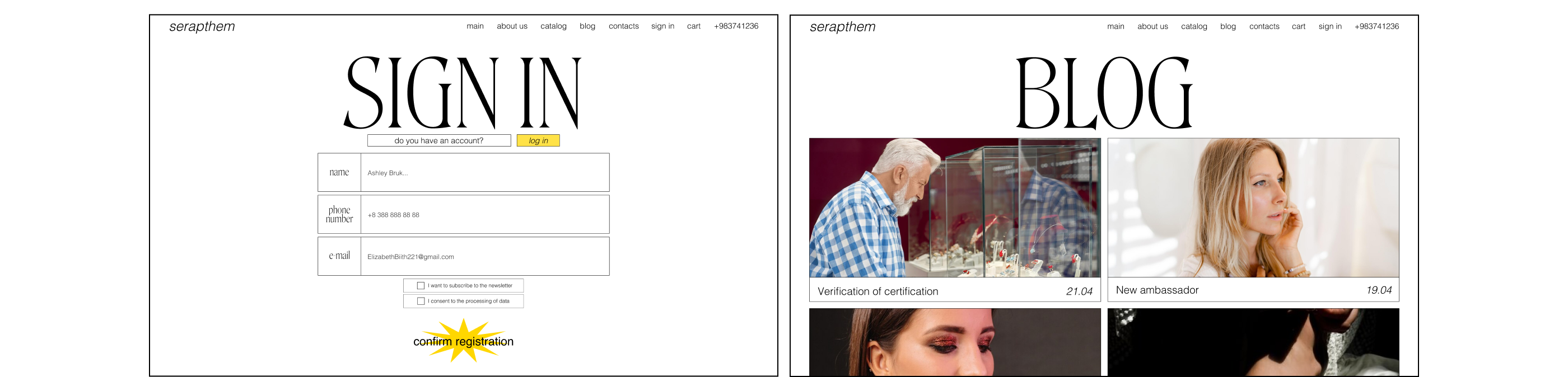 Serapthem Jewerly shop | UI/UX, branding, 3D, graphic — Изображение №10 — Брендинг, 3D на Dprofile