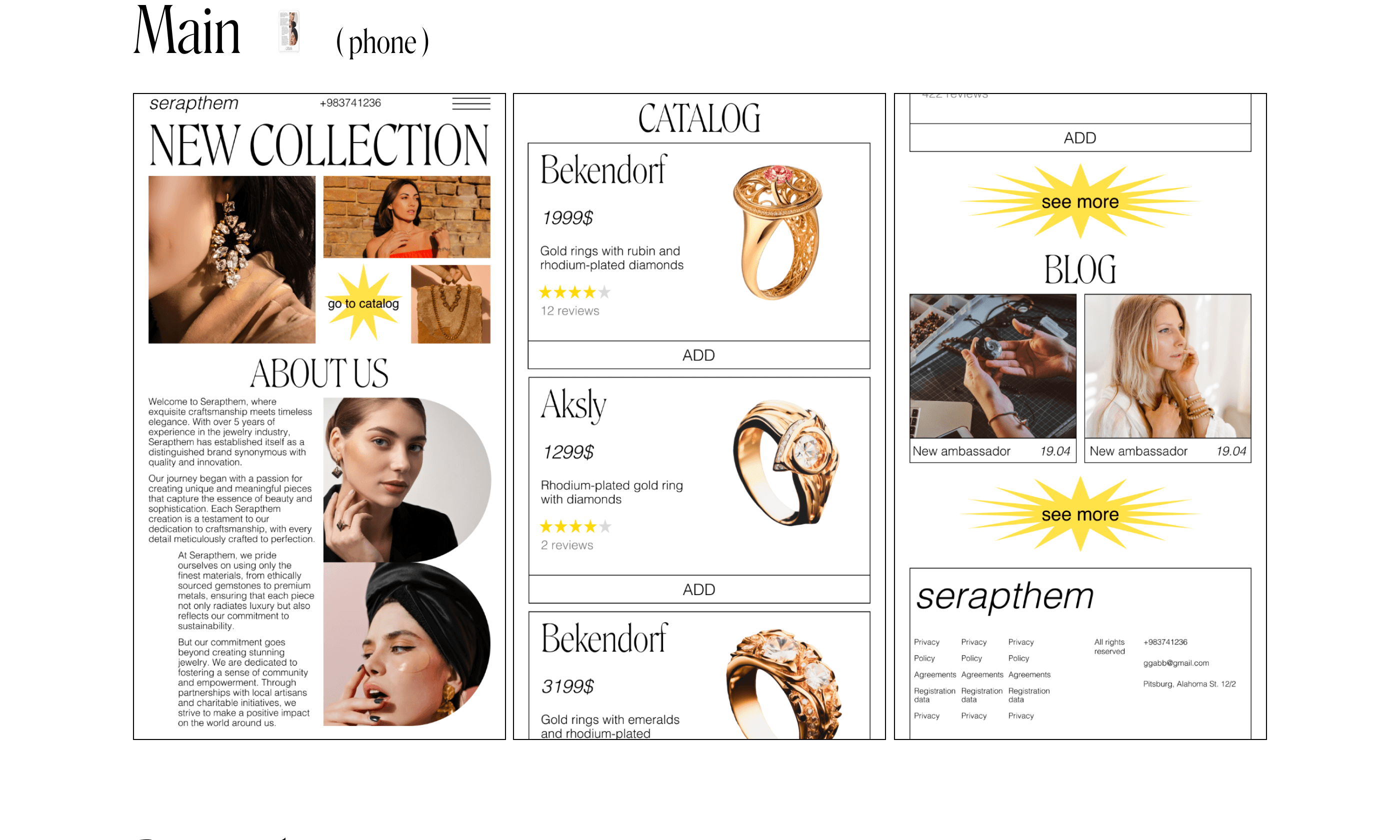 Serapthem Jewerly shop | UI/UX, branding, 3D, graphic — Изображение №18 — Брендинг, 3D на Dprofile