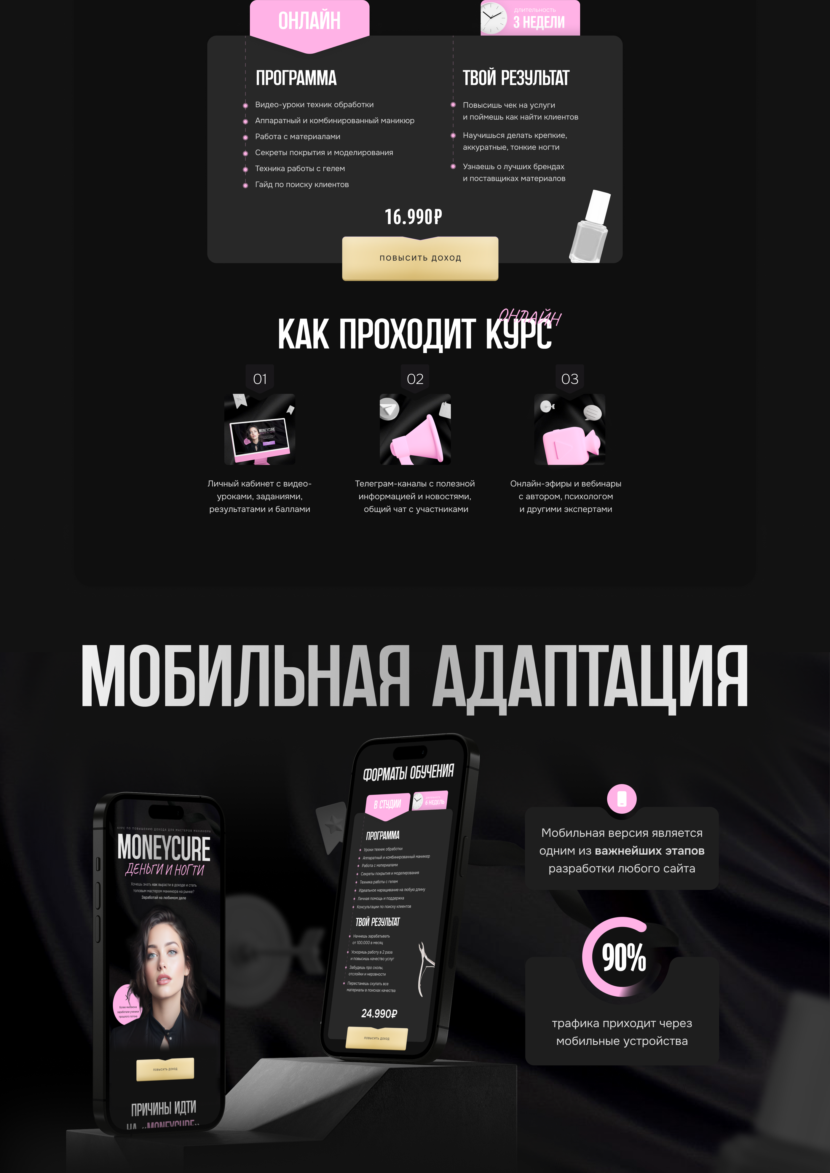 Лендинг для курса по маникюру | Online beauty course — Изображение №4 — Интерфейсы, Маркетинг на Dprofile