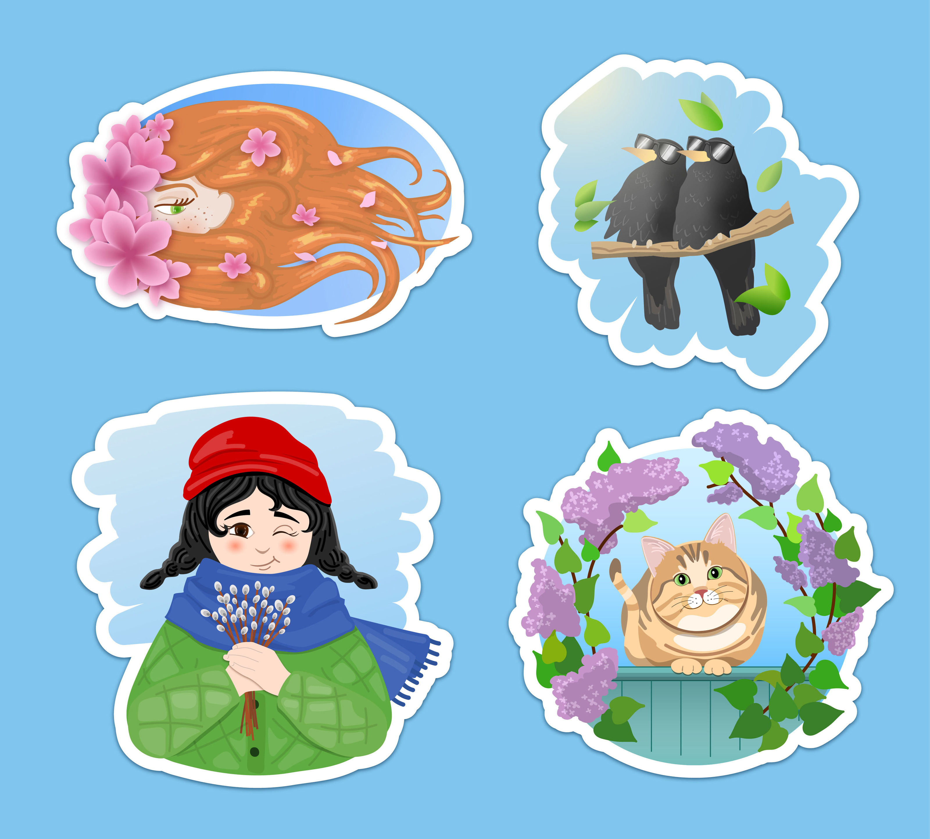 Весенние стикеры/Spring stickers — Изображение №2 — Иллюстрация, Графика на Dprofile
