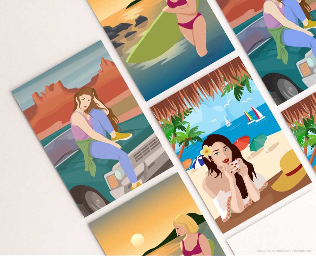 Иллюстрации для открыток Отпуск / Vacation postcard — Графика на Dprofile