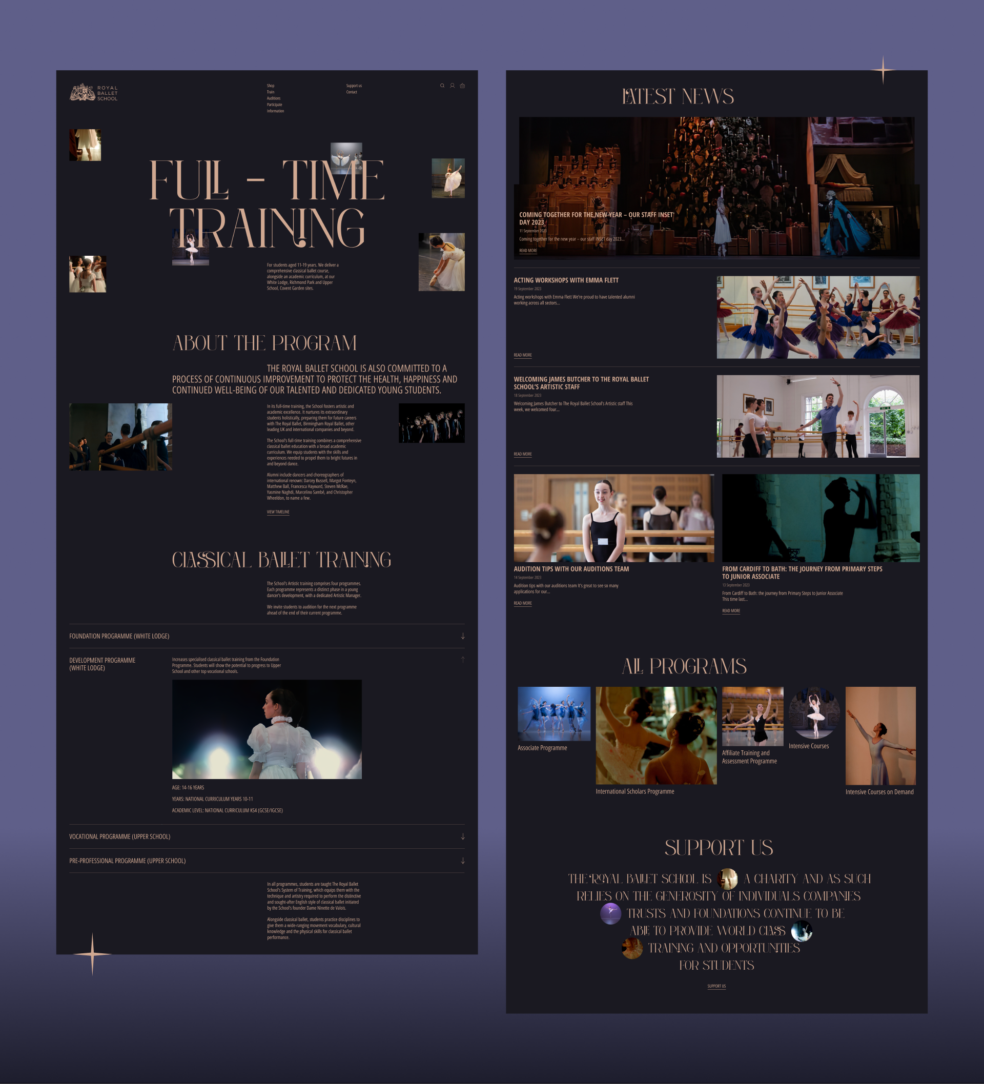 The Royal Ballet School | Корпоративный сайт — Изображение №8 — Интерфейсы, Брендинг на Dprofile