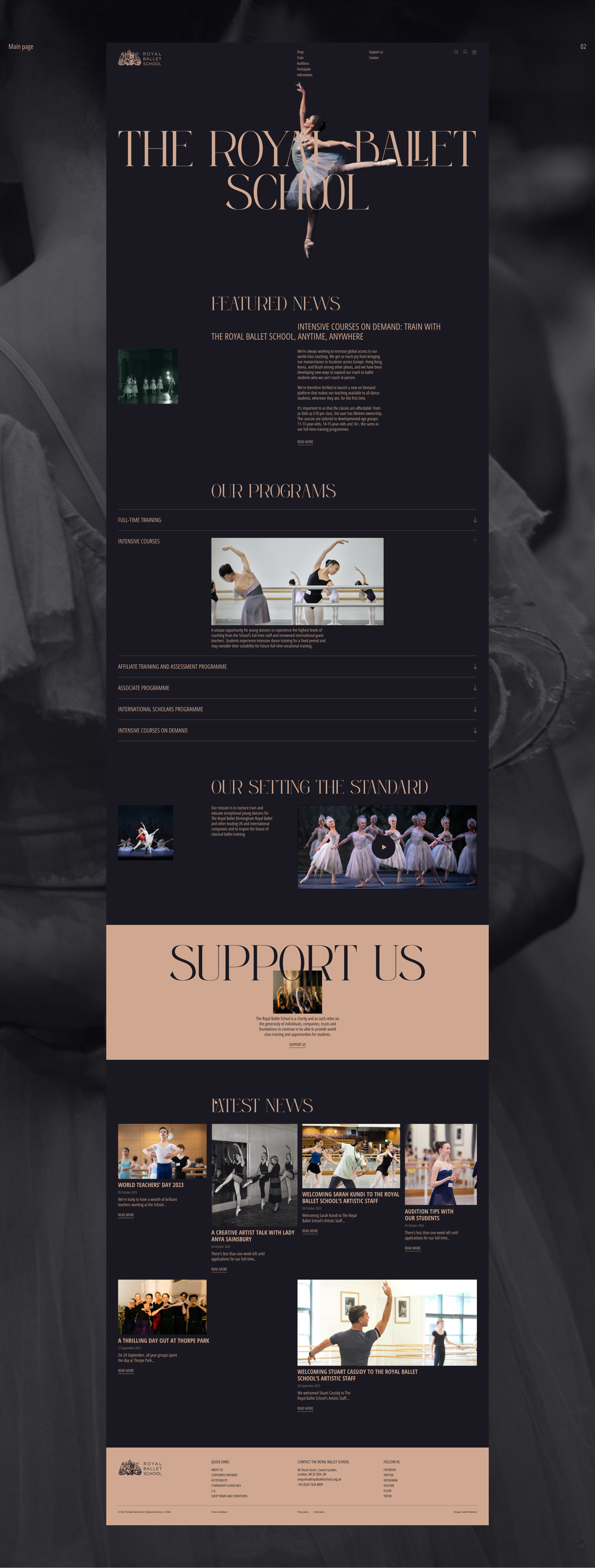 The Royal Ballet School | Корпоративный сайт — Изображение №2 — Интерфейсы, Брендинг на Dprofile