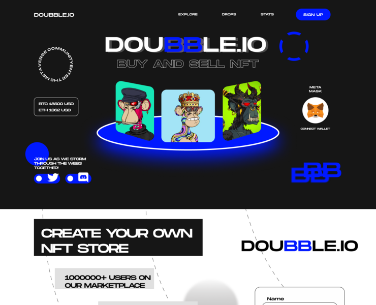 Лендинг для NFT маркетплейса | Landing Page на Dprofile