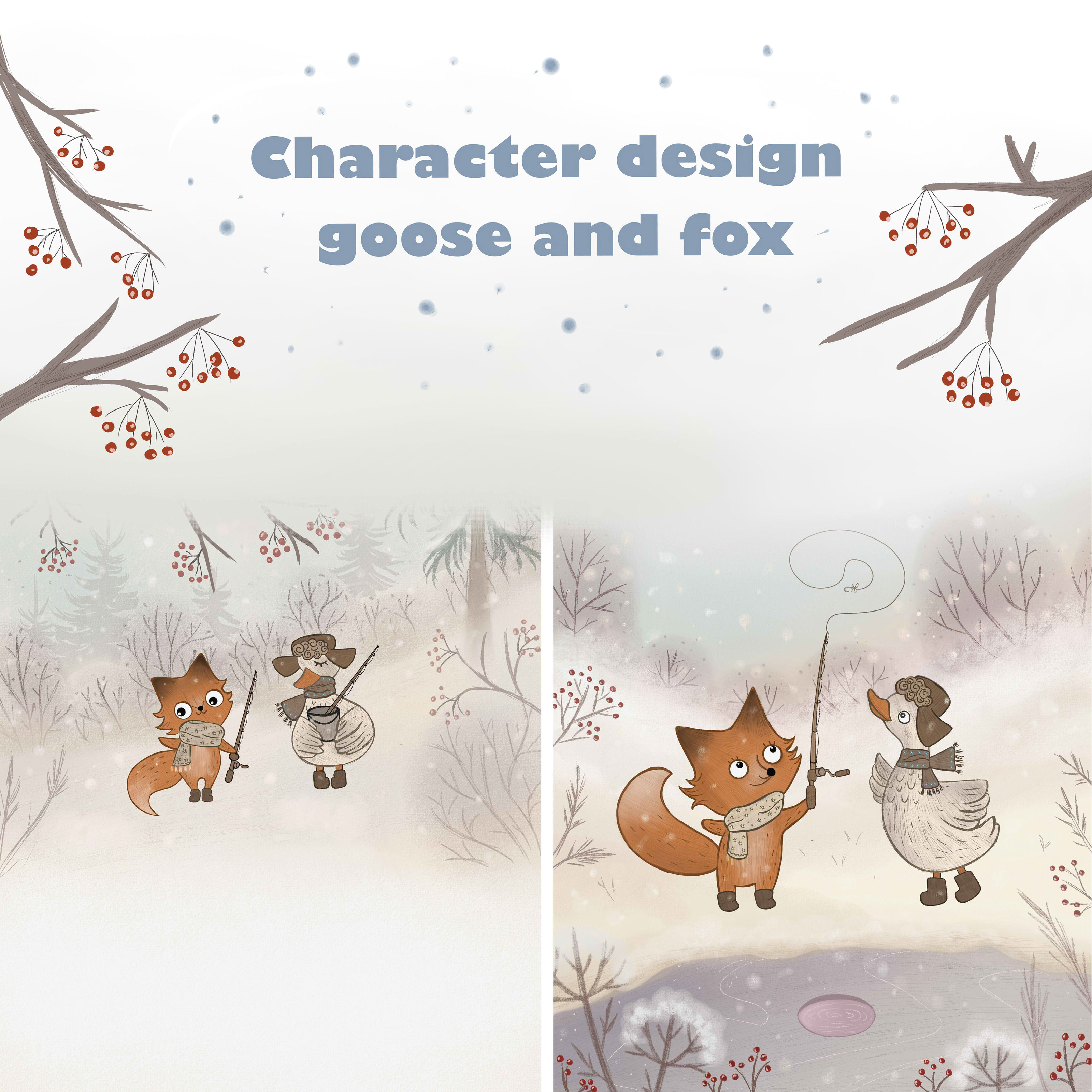 Character design | Goose and Fox — Изображение №1 — Иллюстрация на Dprofile