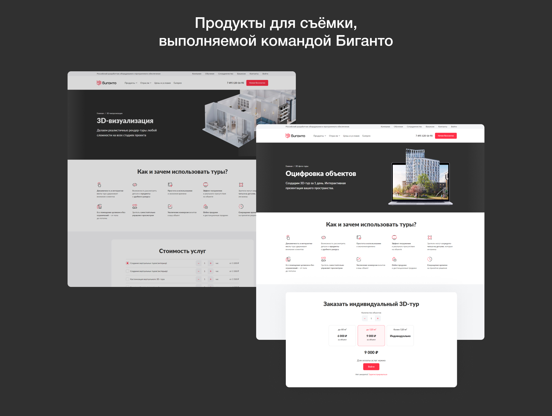 Сайт разработчика виртуальных 3D-туров «Биганто» — Изображение №7 — Интерфейсы на Dprofile