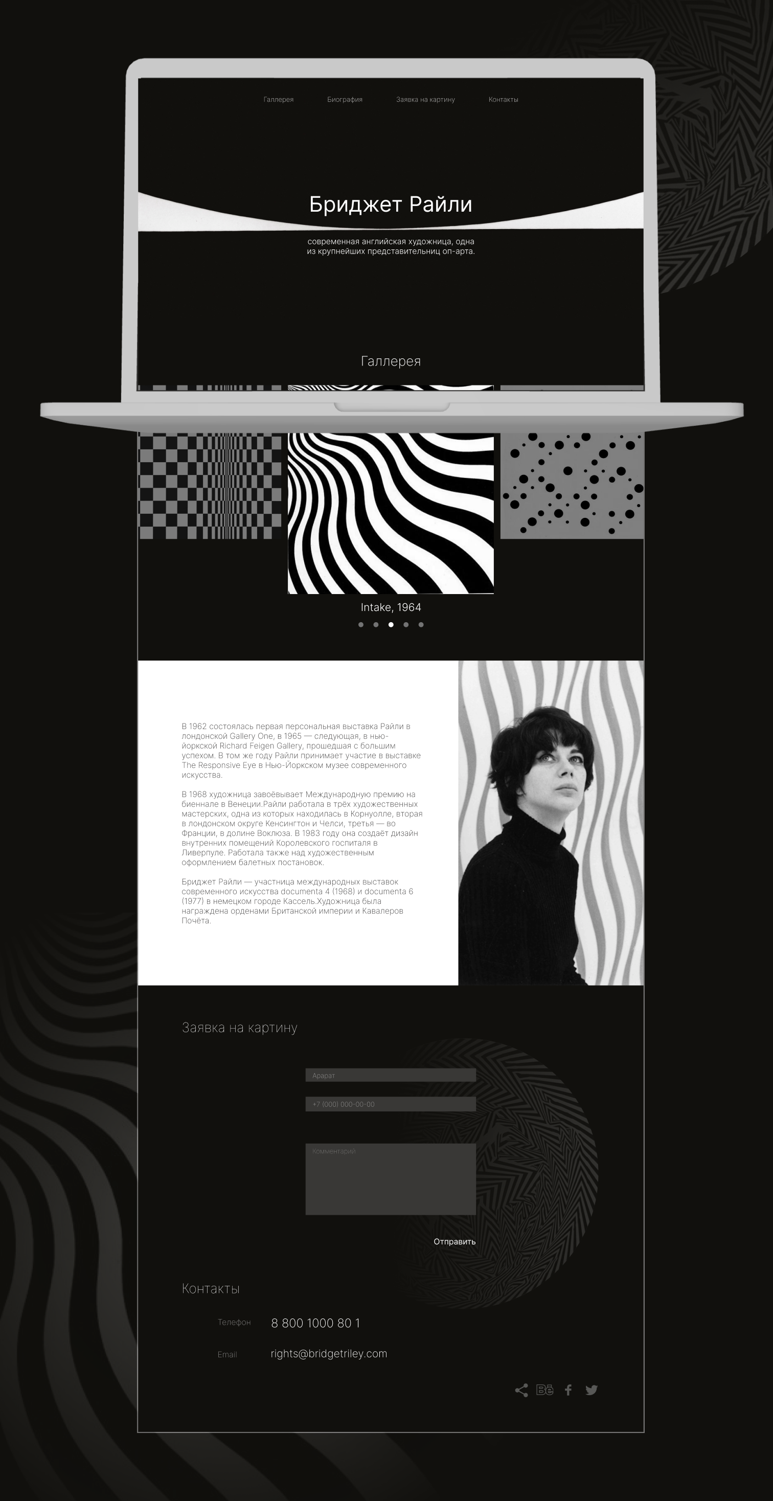 LANDING PAGE | Artist Bridget Riley — Изображение №5 — Интерфейсы на Dprofile