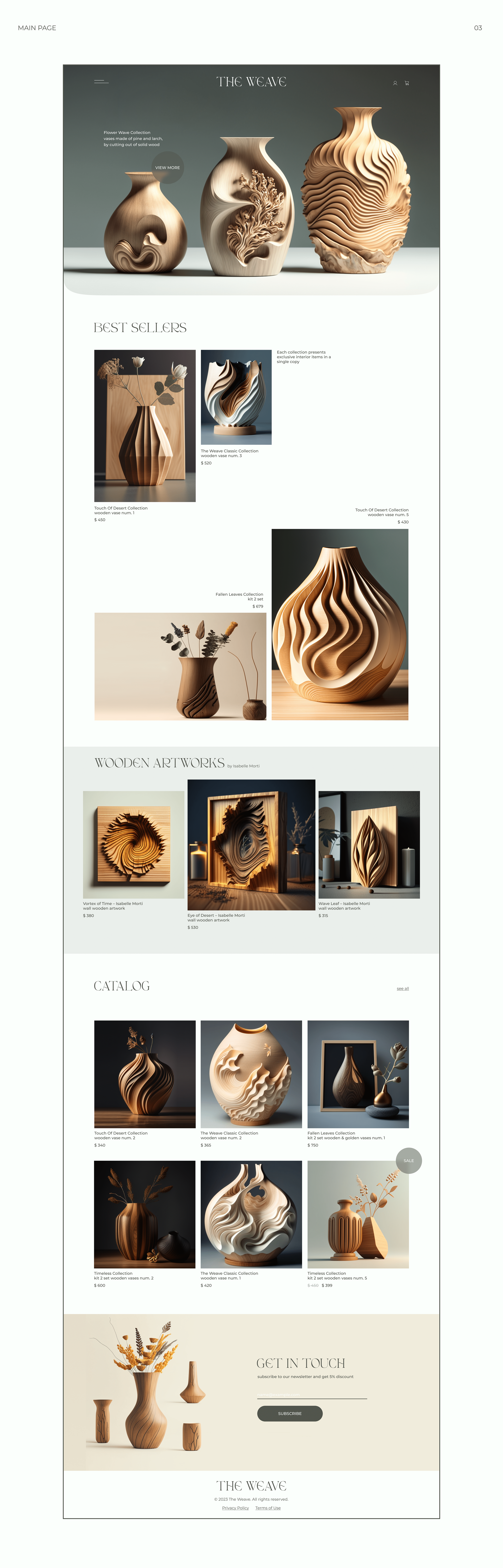 The WEAVE | website for handmade wooden artworks — Изображение №4 — Интерфейсы, Брендинг на Dprofile