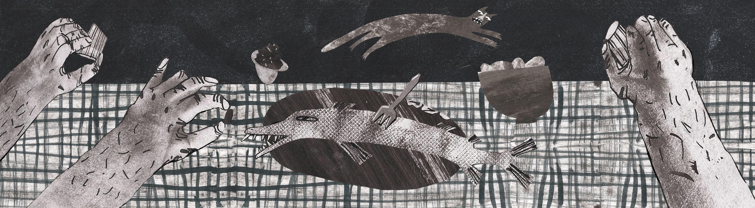 Вечерок. Серия черно-белых иллюстраций в технике коллаж. — Изображение №1 — Иллюстрация, Графика на Dprofile