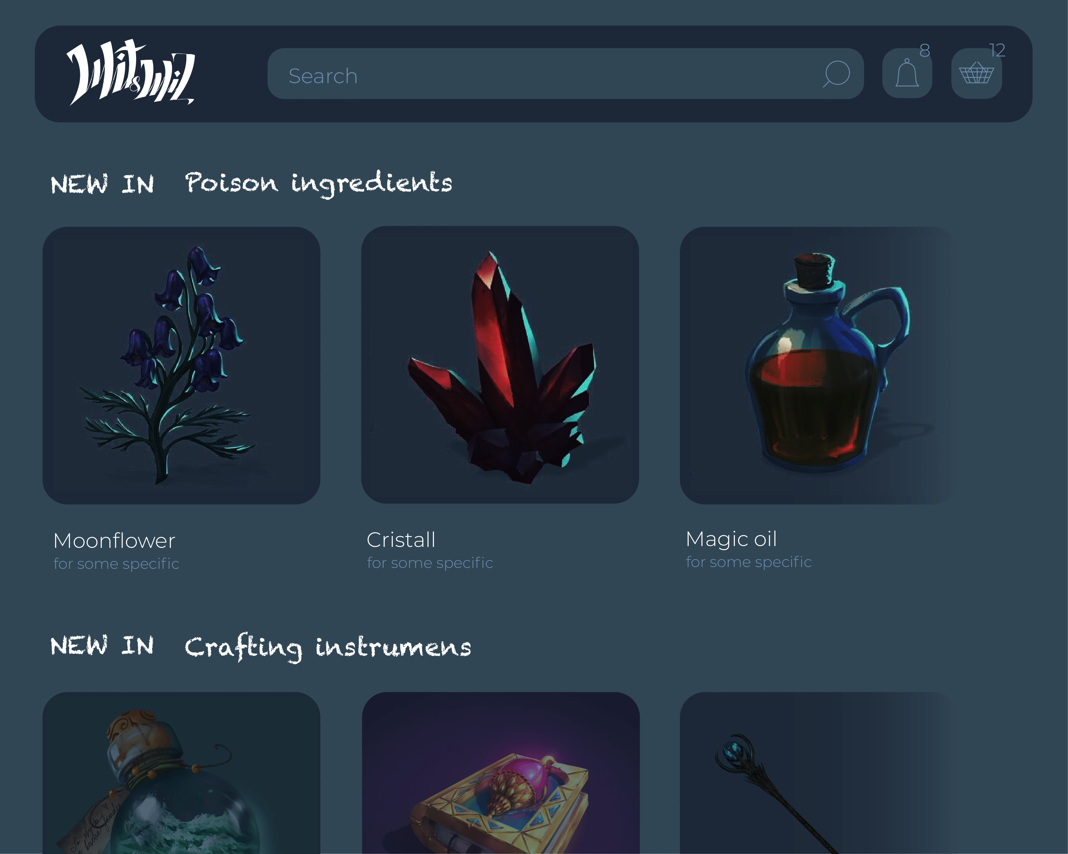 Wit&Wiz - Witches and Wizards — Изображение №3 — Интерфейсы, Брендинг на Dprofile