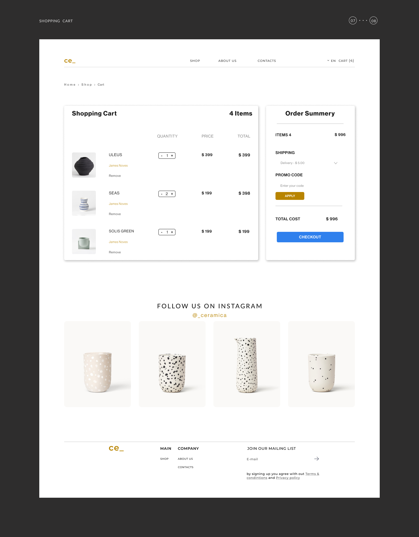 CERAMICA web site - UI/UX design — Изображение №7 — Интерфейсы на Dprofile