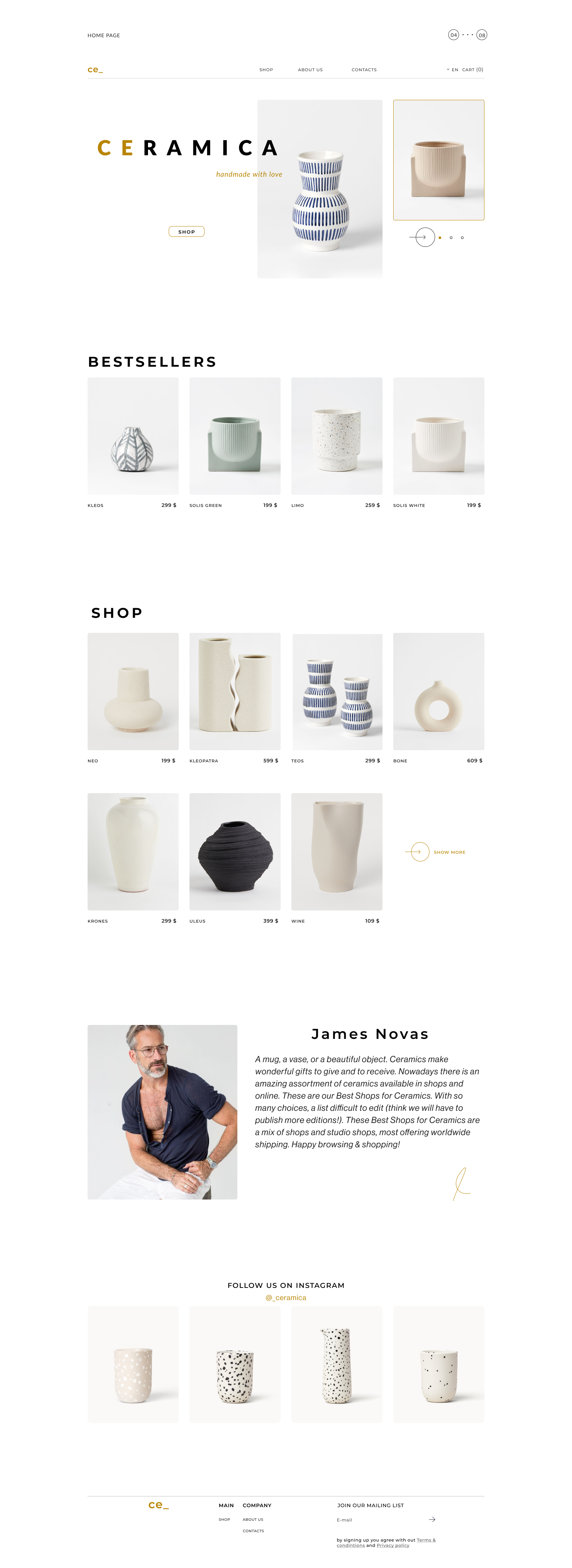 CERAMICA web site - UI/UX design — Изображение №4 — Интерфейсы на Dprofile